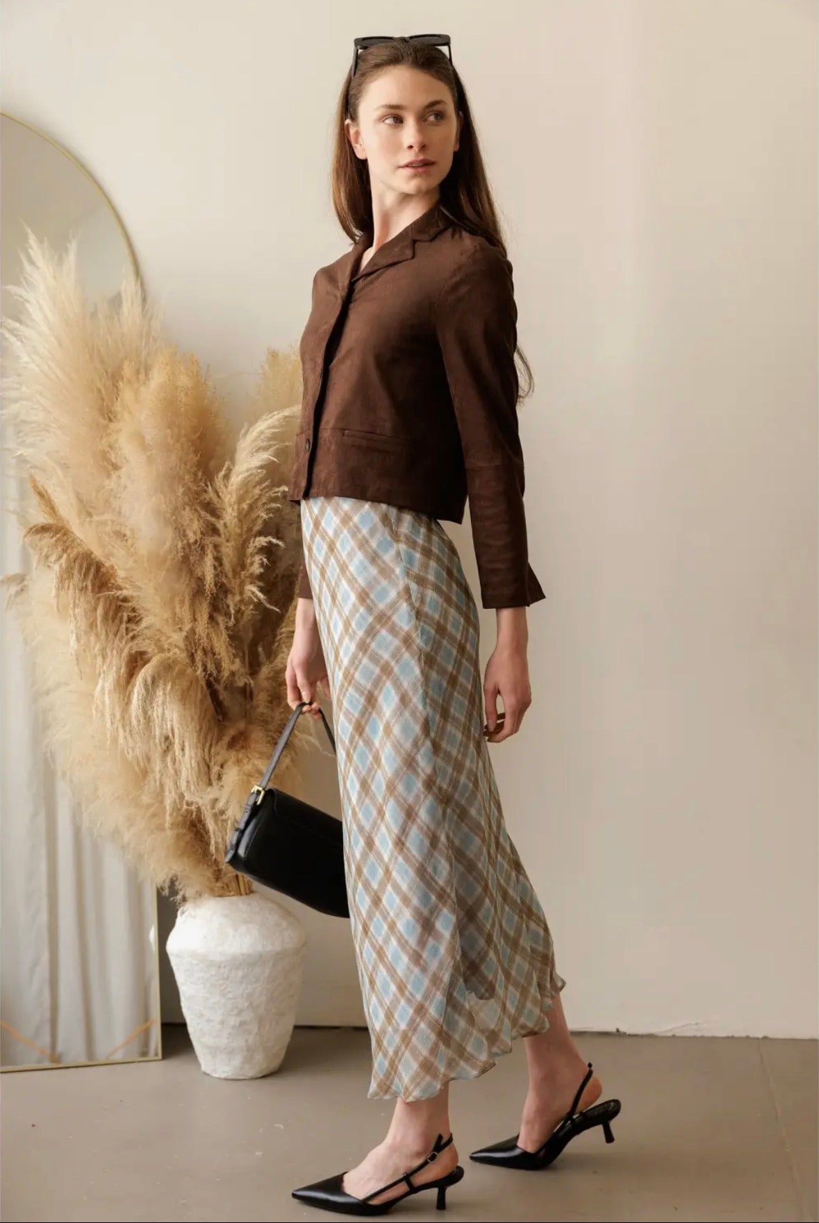 Plaid Bias Cut Skirt