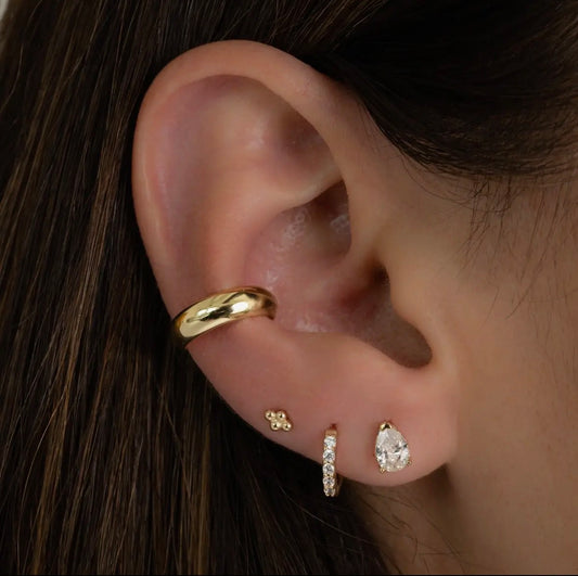 Gold & White Gold Pavé Huggie Earrings