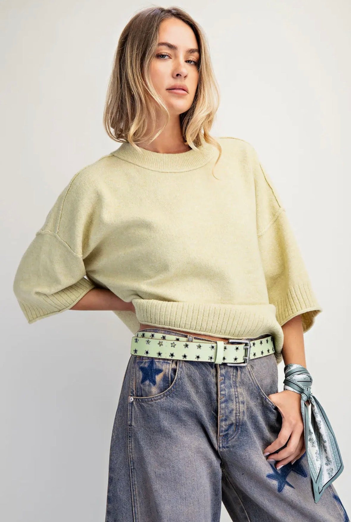 Banana Pepper Crewneck 3/4 Sleeve Sweater