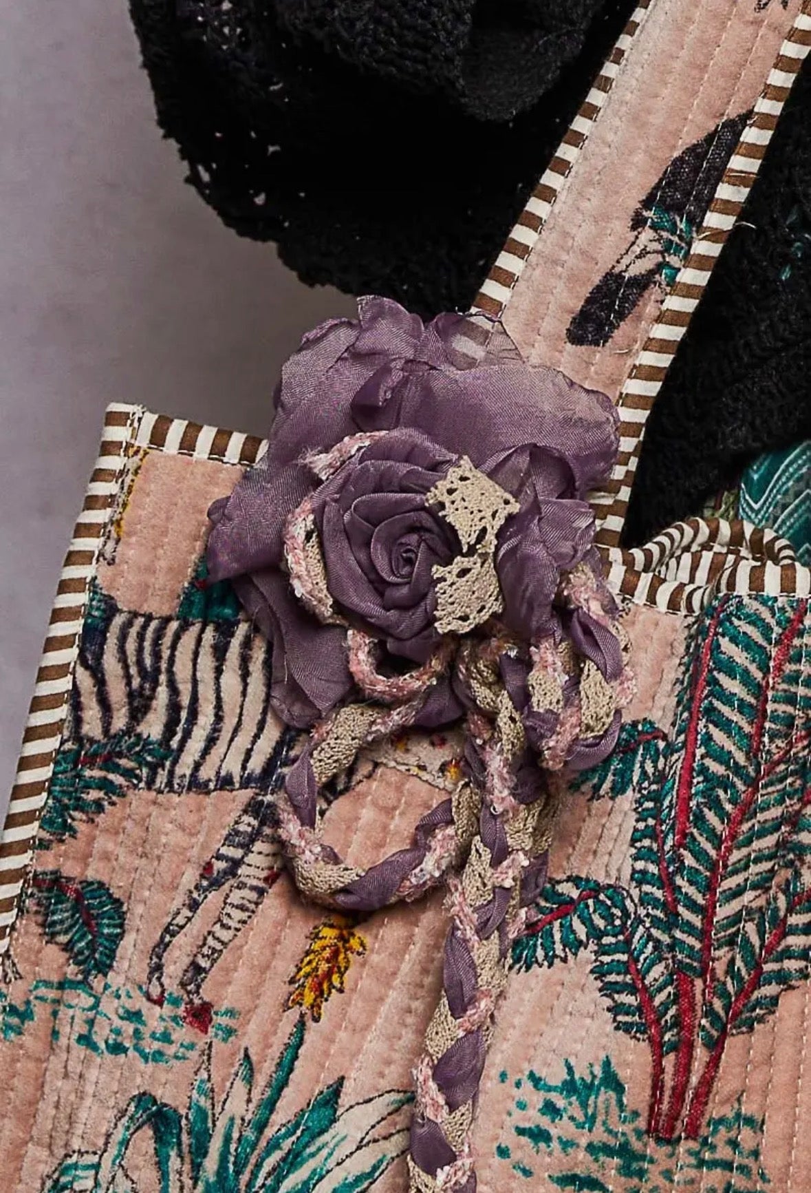 Boho Multi-Strap Sculpted Rose Crochet Belt Choker