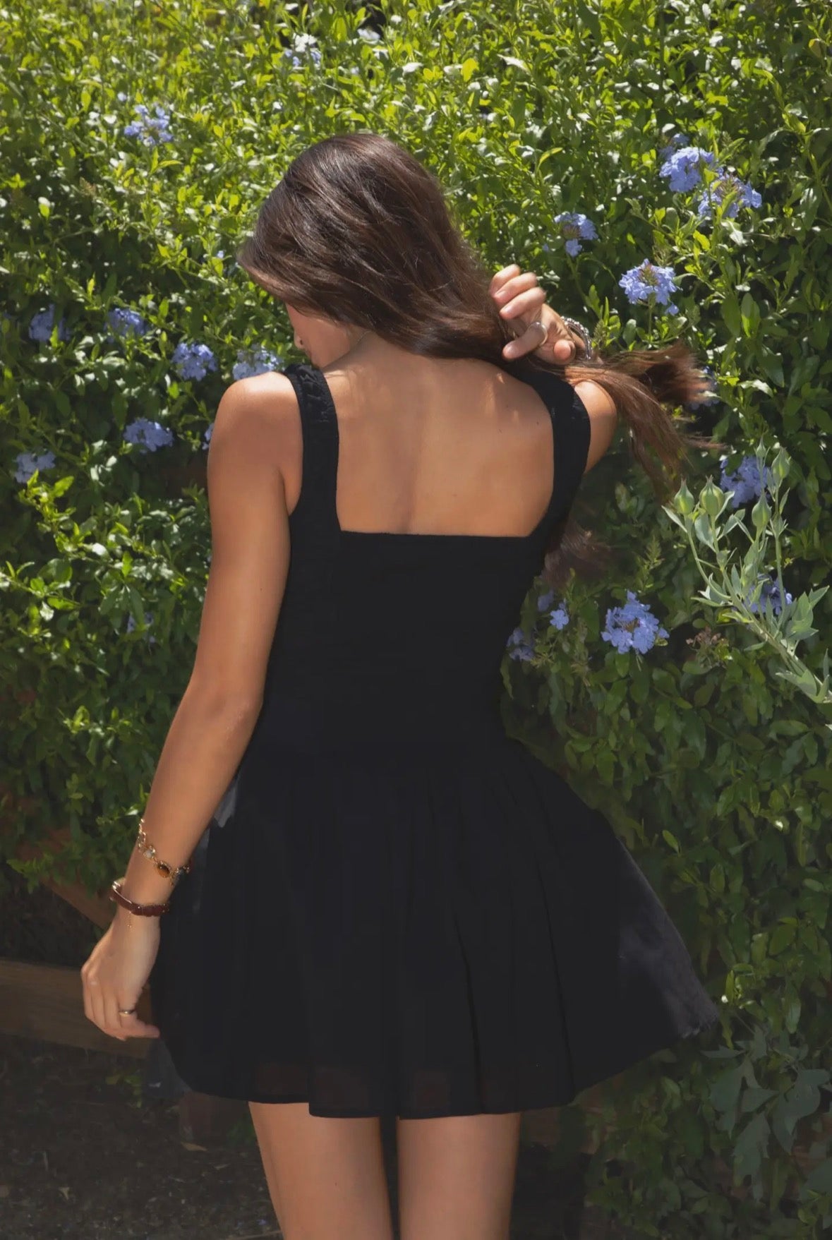 Summertime Little Black Dress - Cotton Poplin Ruffle Western Mini Dress