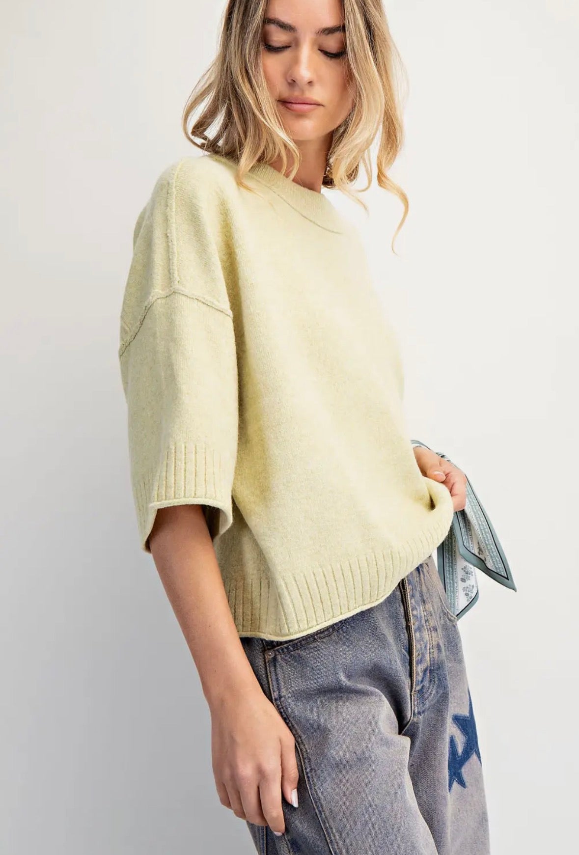 Banana Pepper Crewneck 3/4 Sleeve Sweater