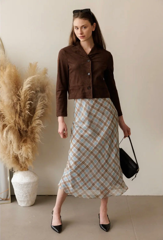 Plaid Bias Cut Skirt