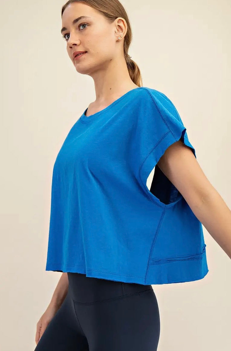 Cotton Athleisure Slub Top with Open Back