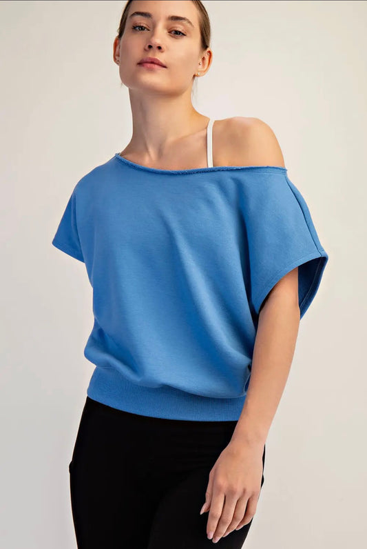 French Terry Off the Shoulder Athletic Top