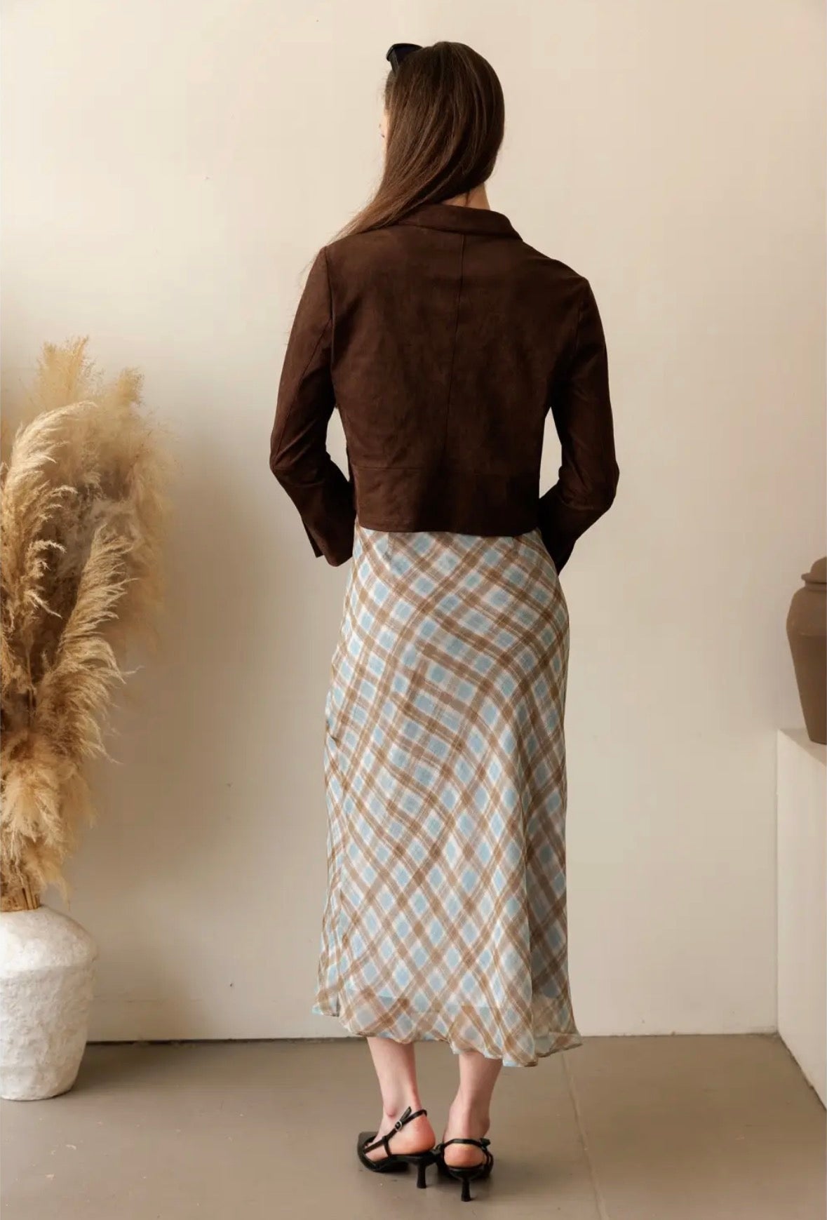 Plaid Bias Cut Skirt