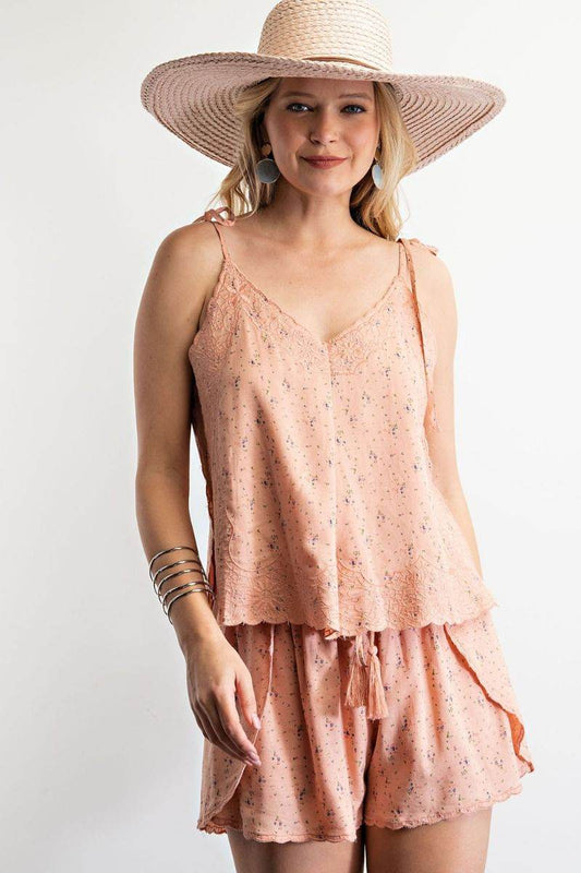 Printed Cotton Linen Blend Camisole and Short Set - SAUVAGE ZSA™