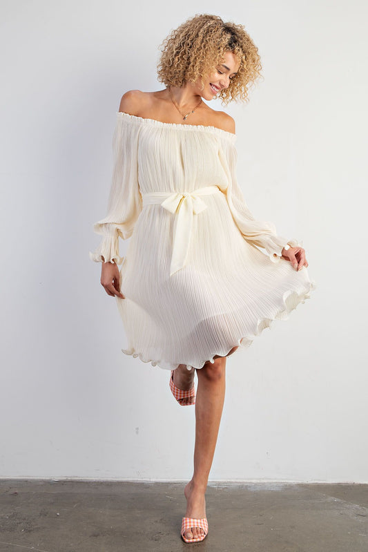 Lilac Pleated Chiffon Midi Dress