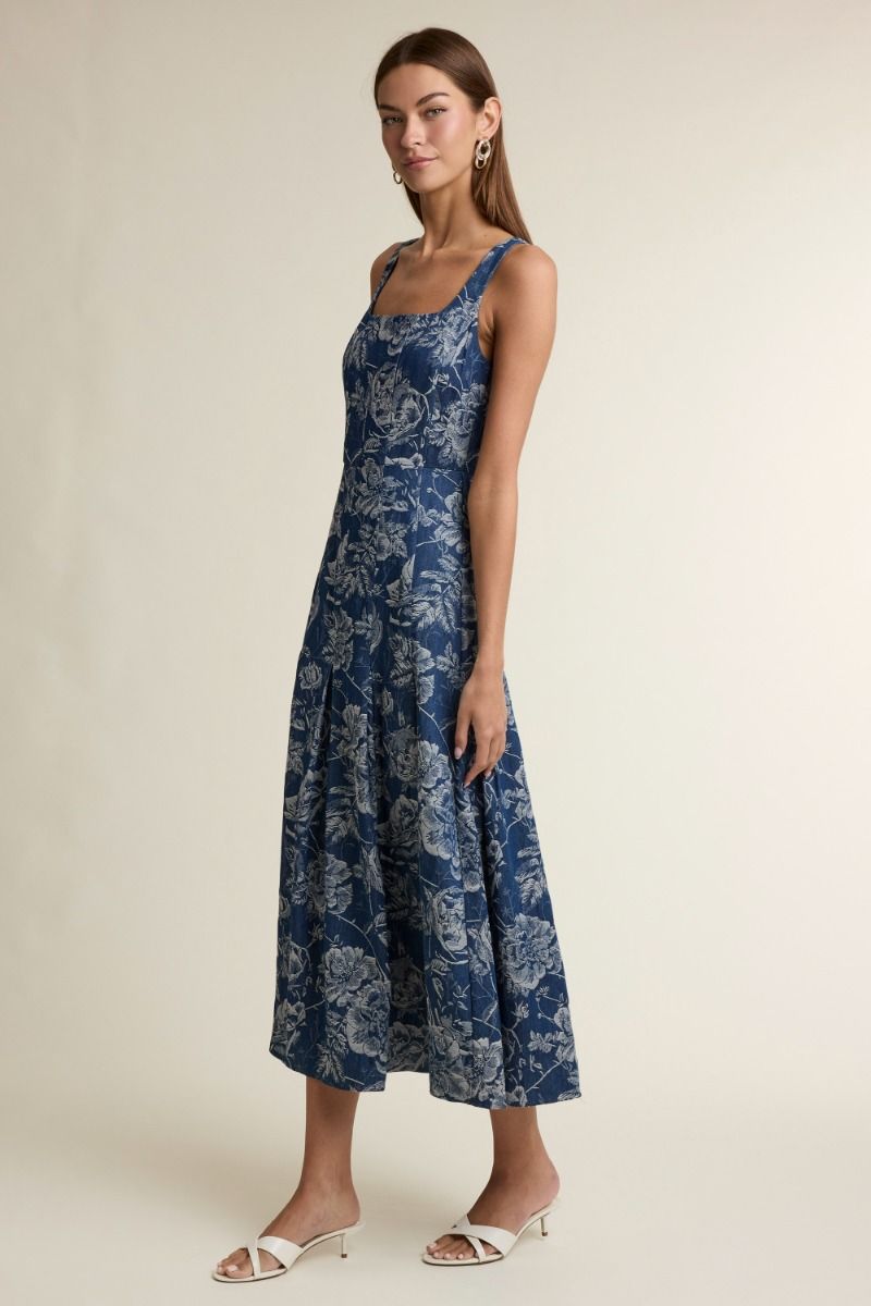 Floral Denim Midi Dress
