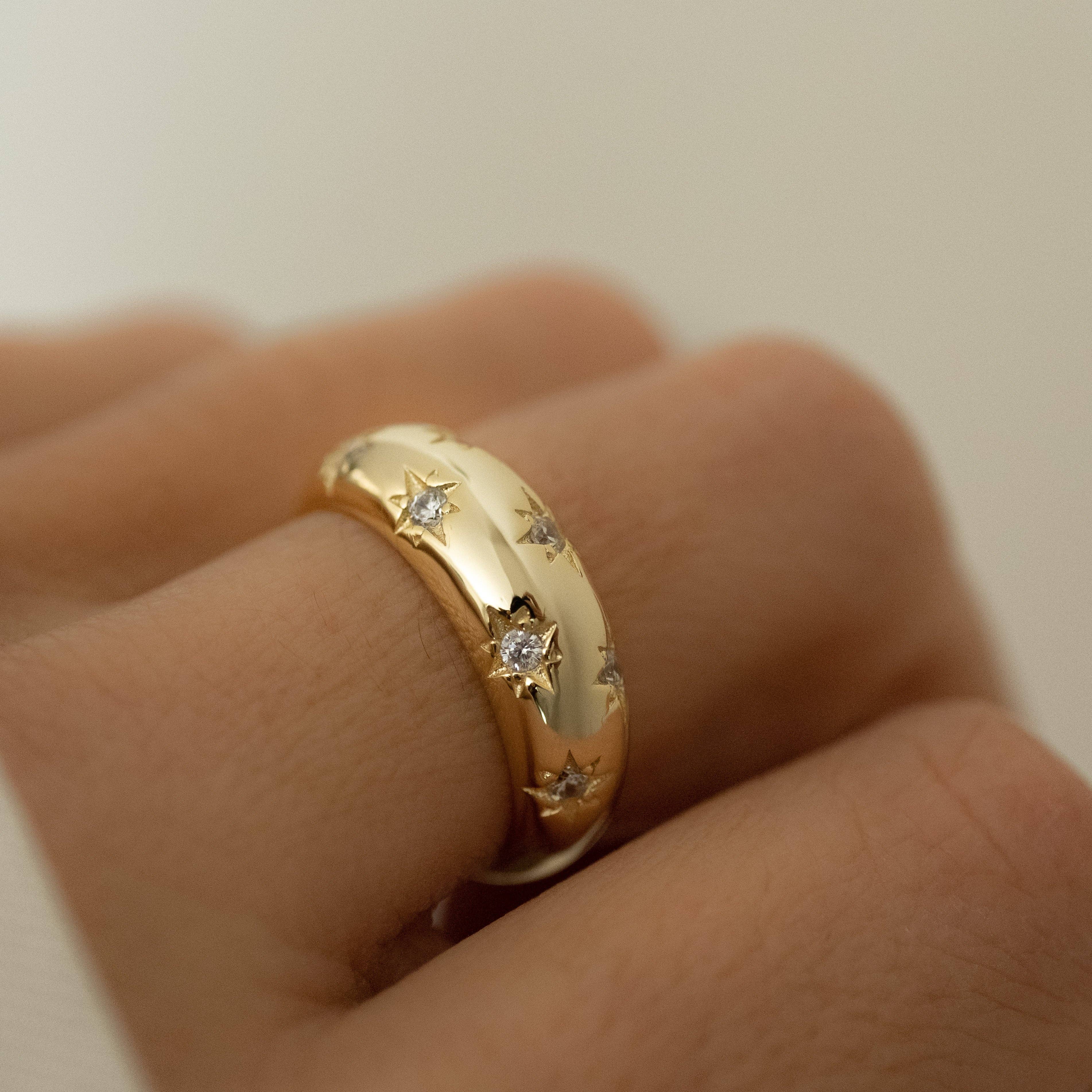 Crystal Stars Dome Gold Ring – SAUVAGE ZSA®