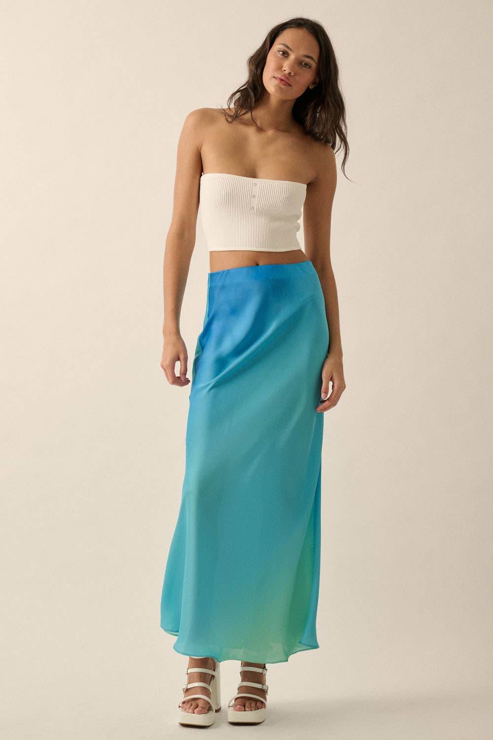 High-Waist Ombre Woven Maxi Skirt - SAUVAGE ZSA™