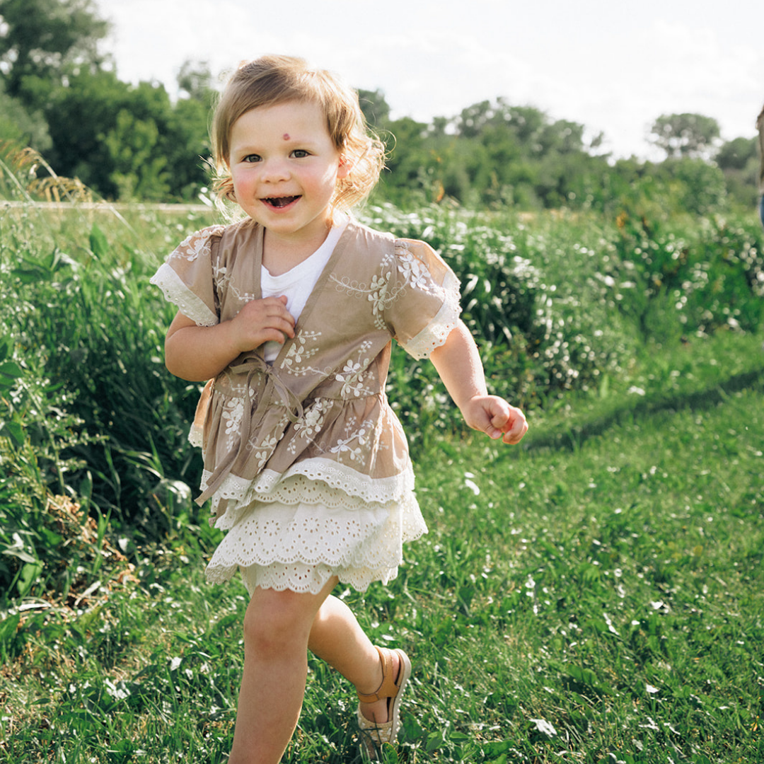 Embroidered Front Tie Cardigan - Child