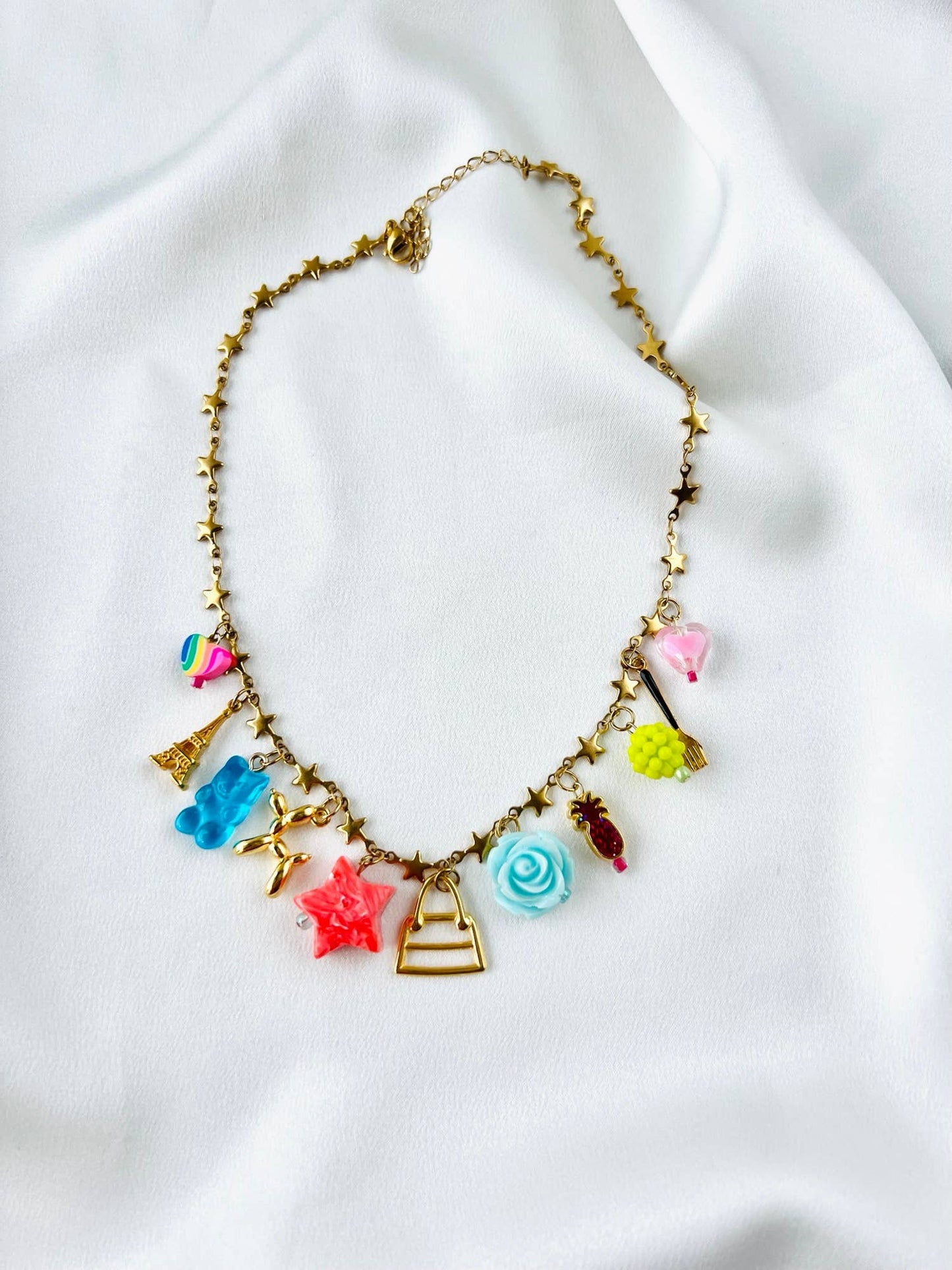 Vintage Rainbow Coachella Charms Necklace