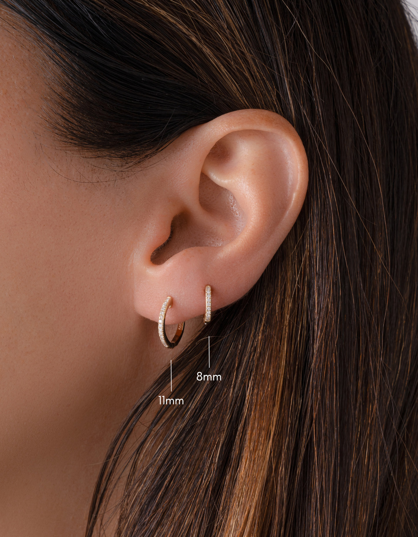 Gold & White Gold Pavé Huggie Earrings