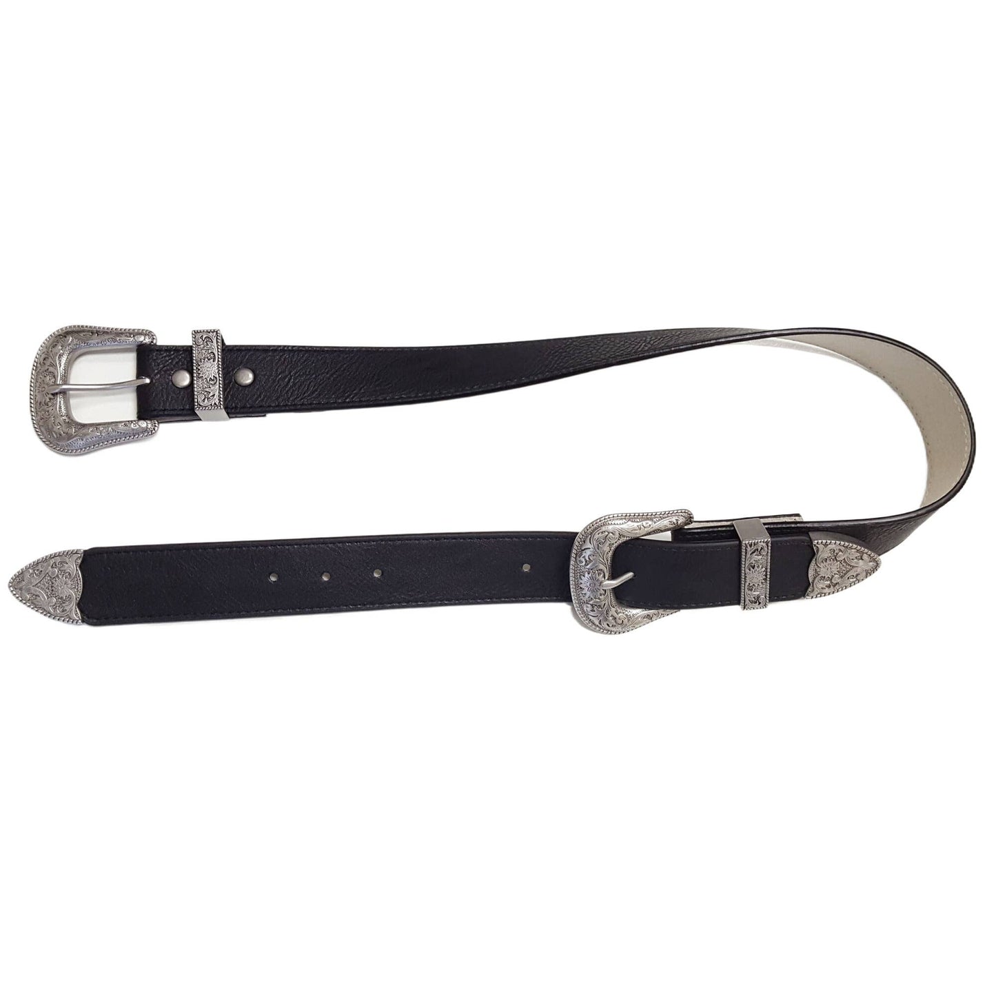 Silver Western Double Buckle High Waist Belt