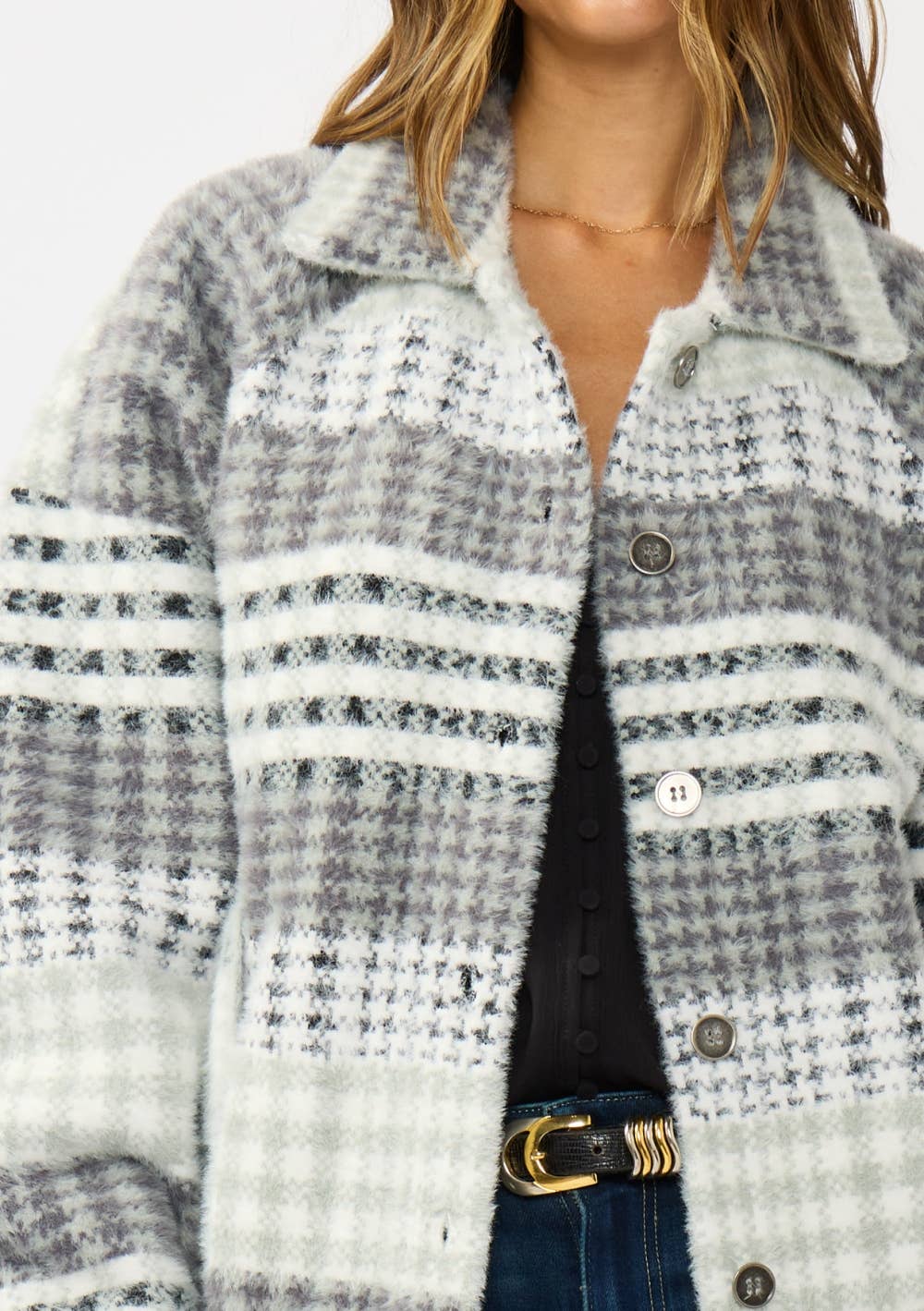 Plaid Bomber Coatigan