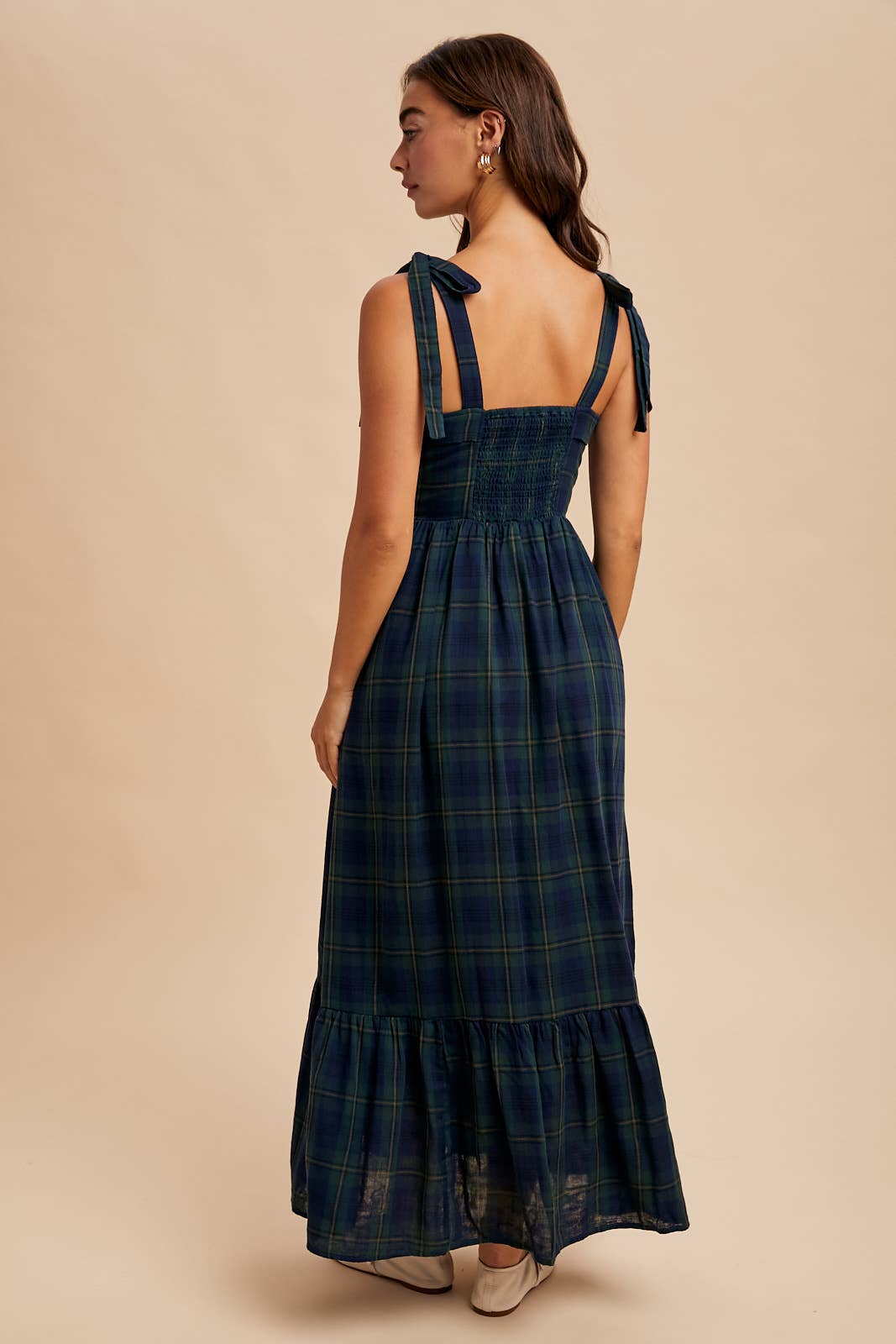 Tartan Red Plaid Cotton Maxi Dress