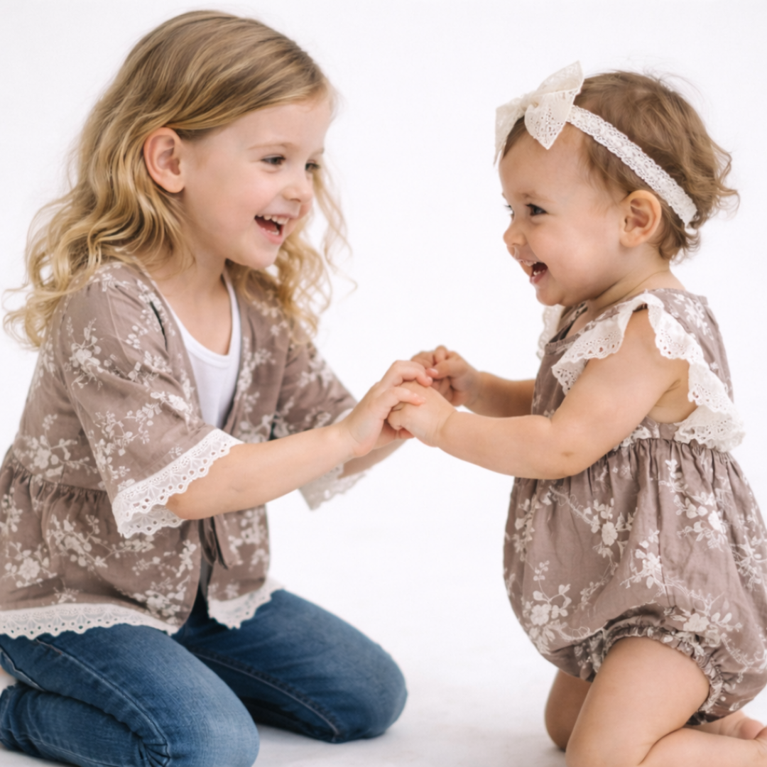 Embroidered Front Tie Cardigan - Child