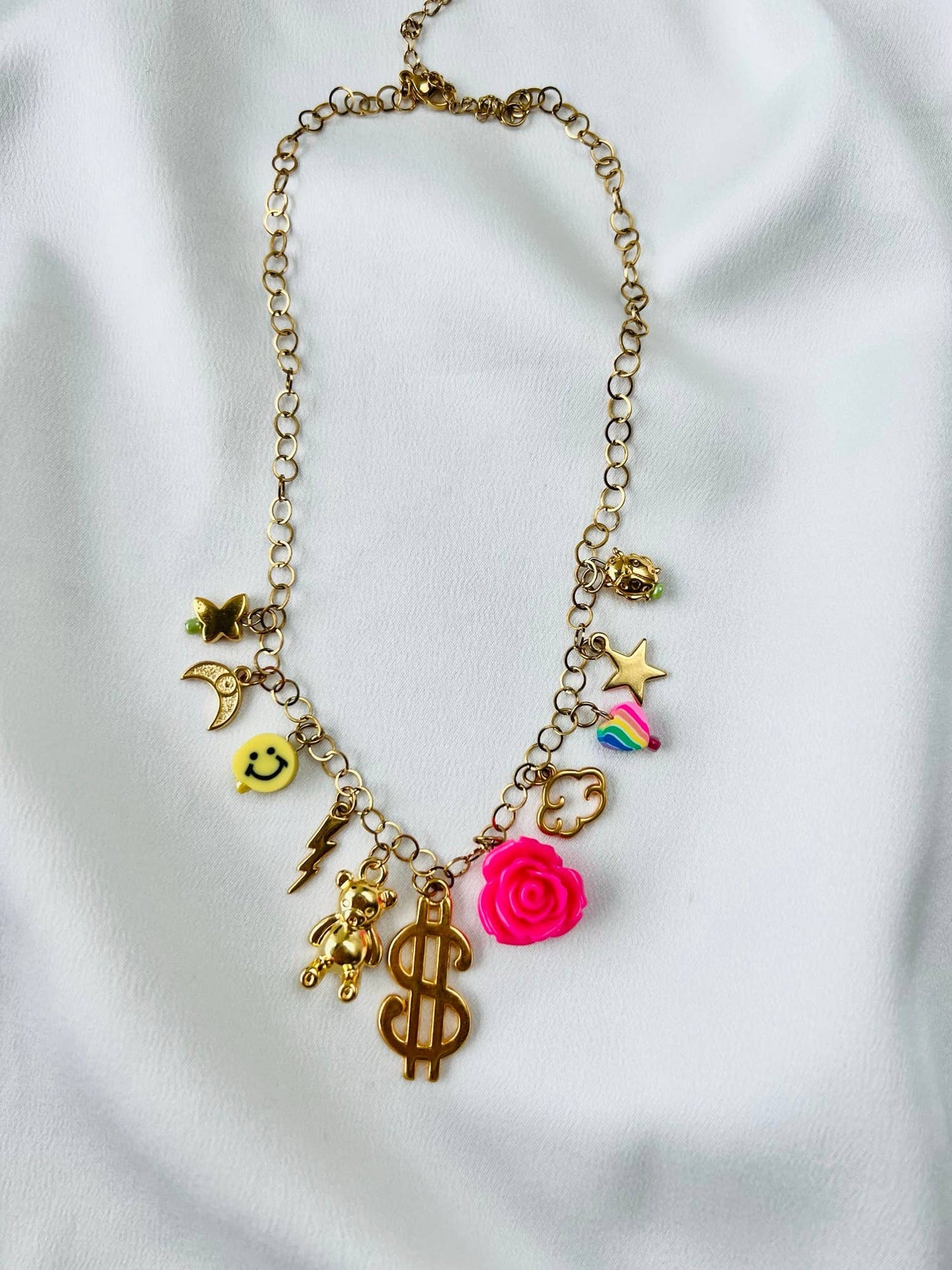 Vintage Rainbow Coachella Charms Necklace