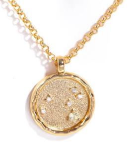 Celestial Zodiac Coin and CZ Necklaces - 14K gold - Birthday Gift