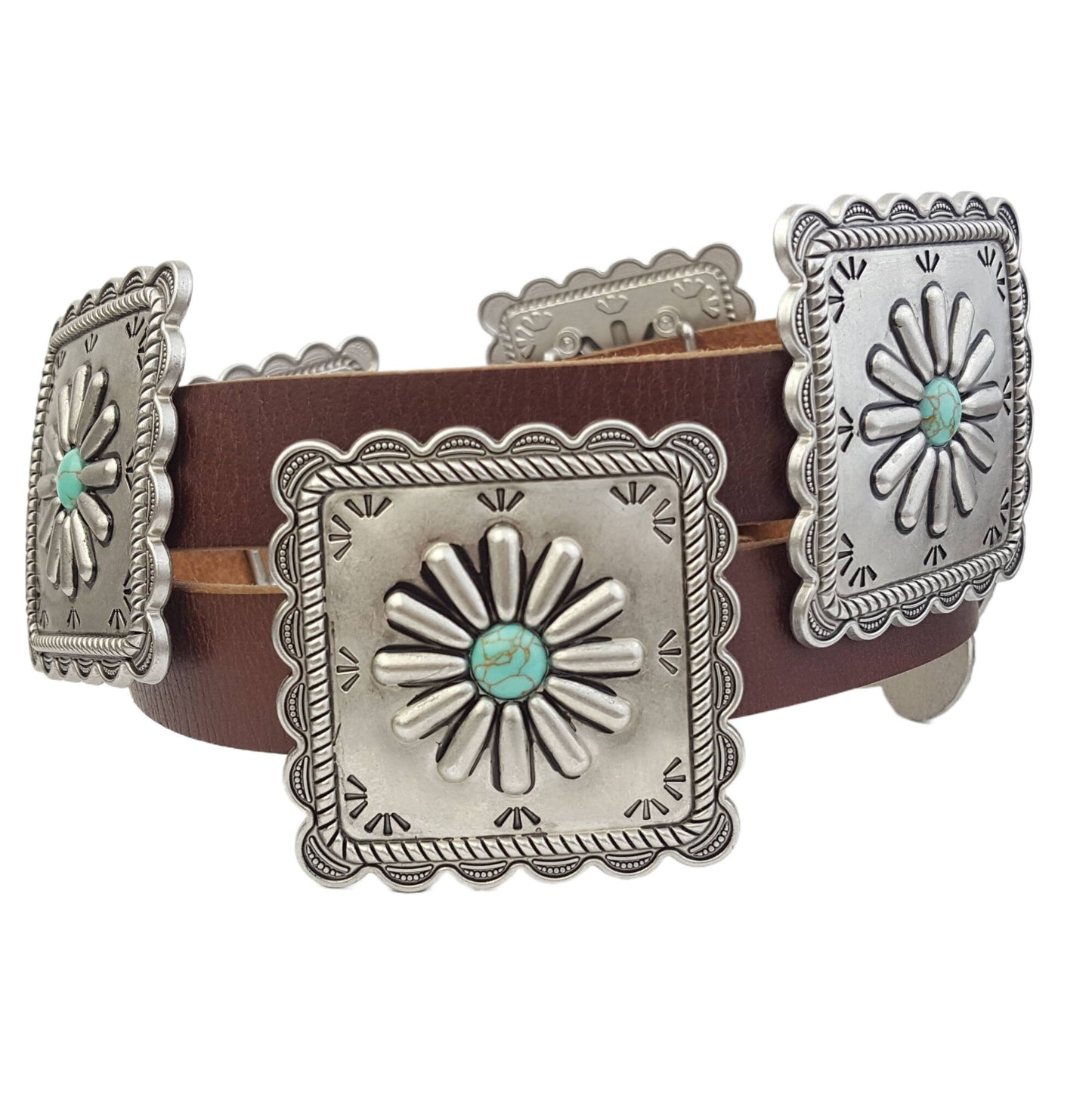 Western Concho Leather Waist Belt