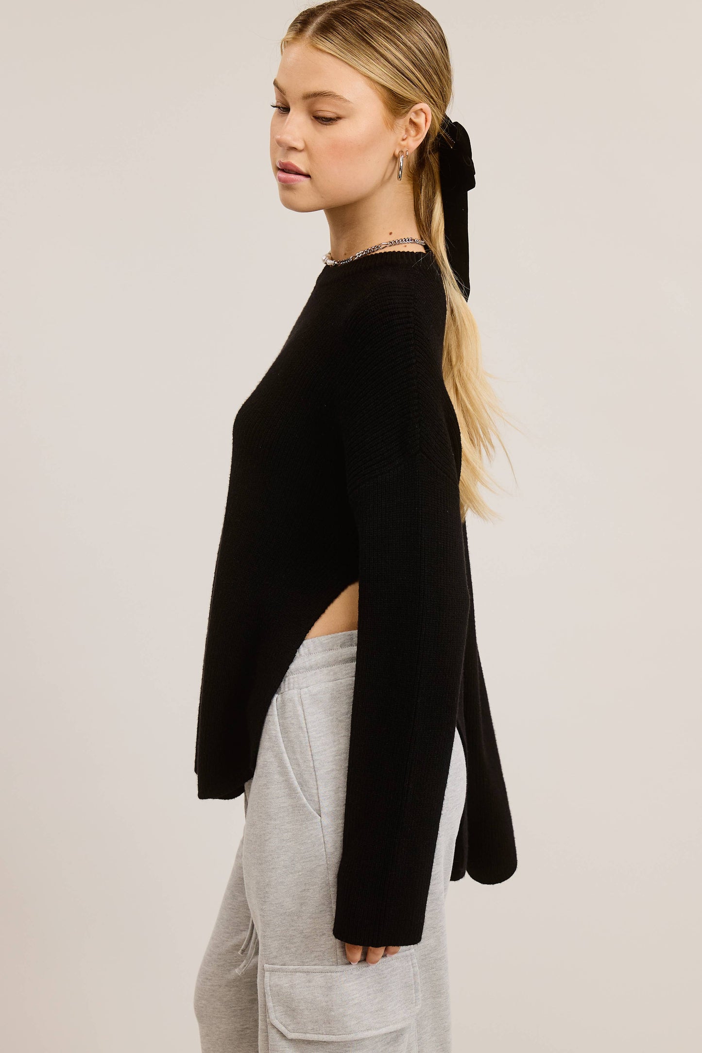 Cozy Knit Sweater with Dual Side Slit