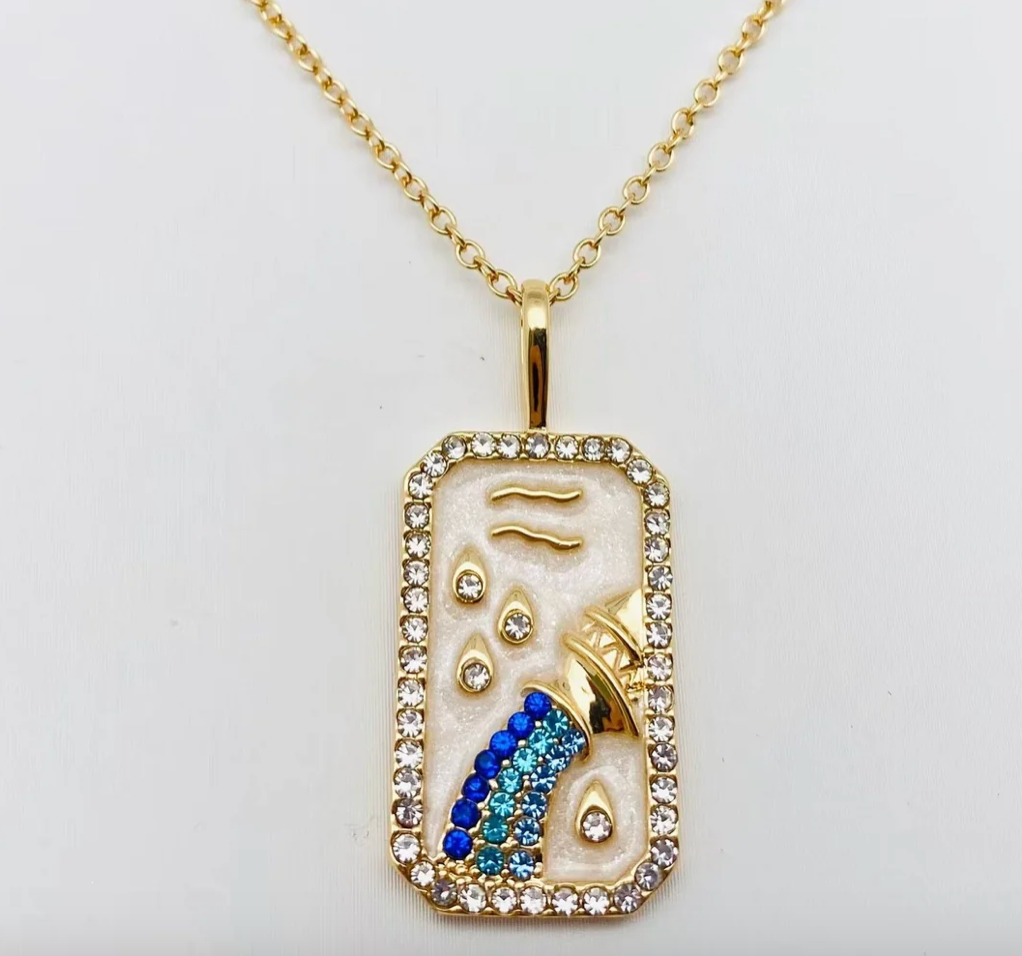 Aquarius Astrological Zodiac Necklace - Birthday Gift - Tarot Card Collection