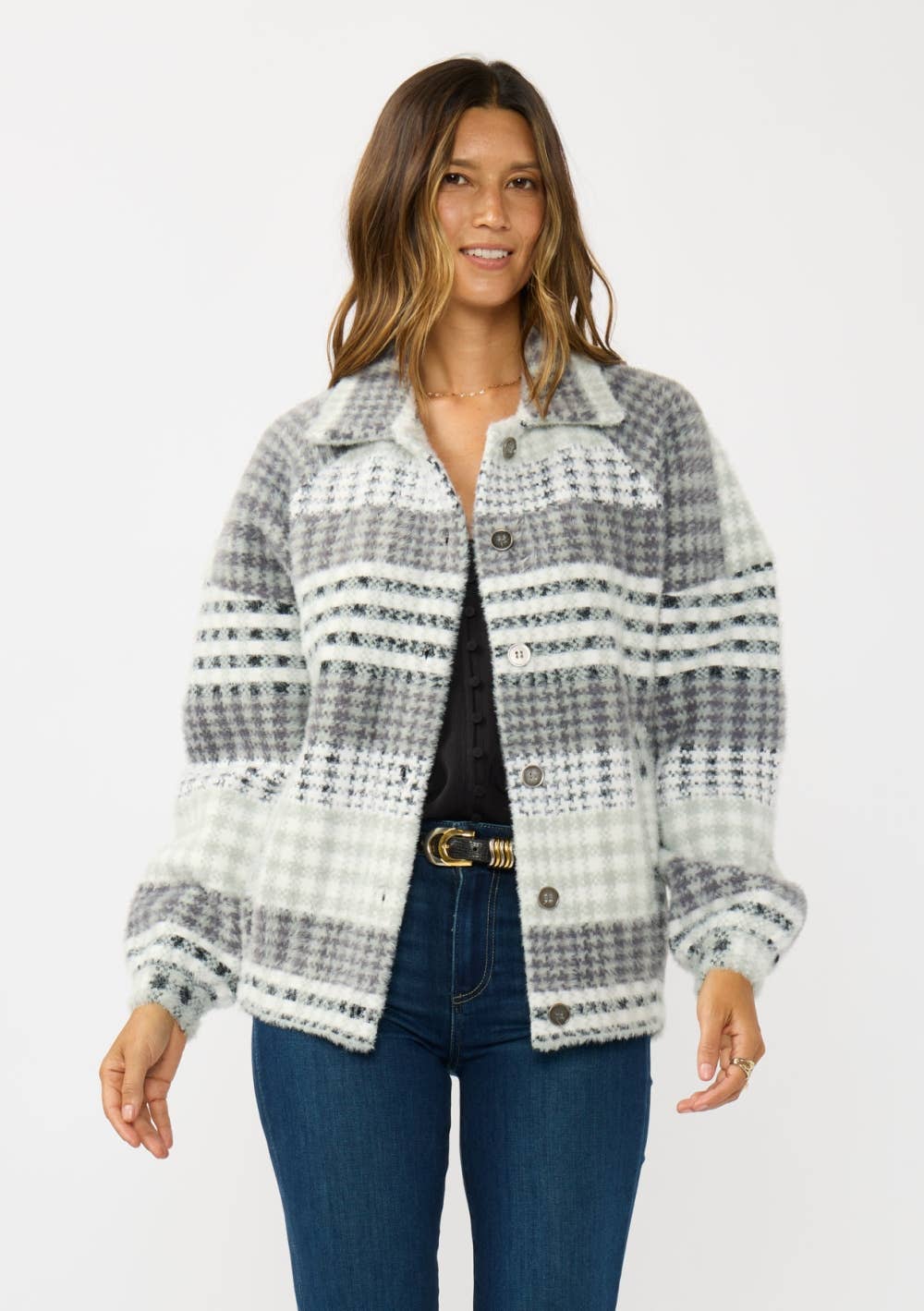 Plaid Bomber Coatigan