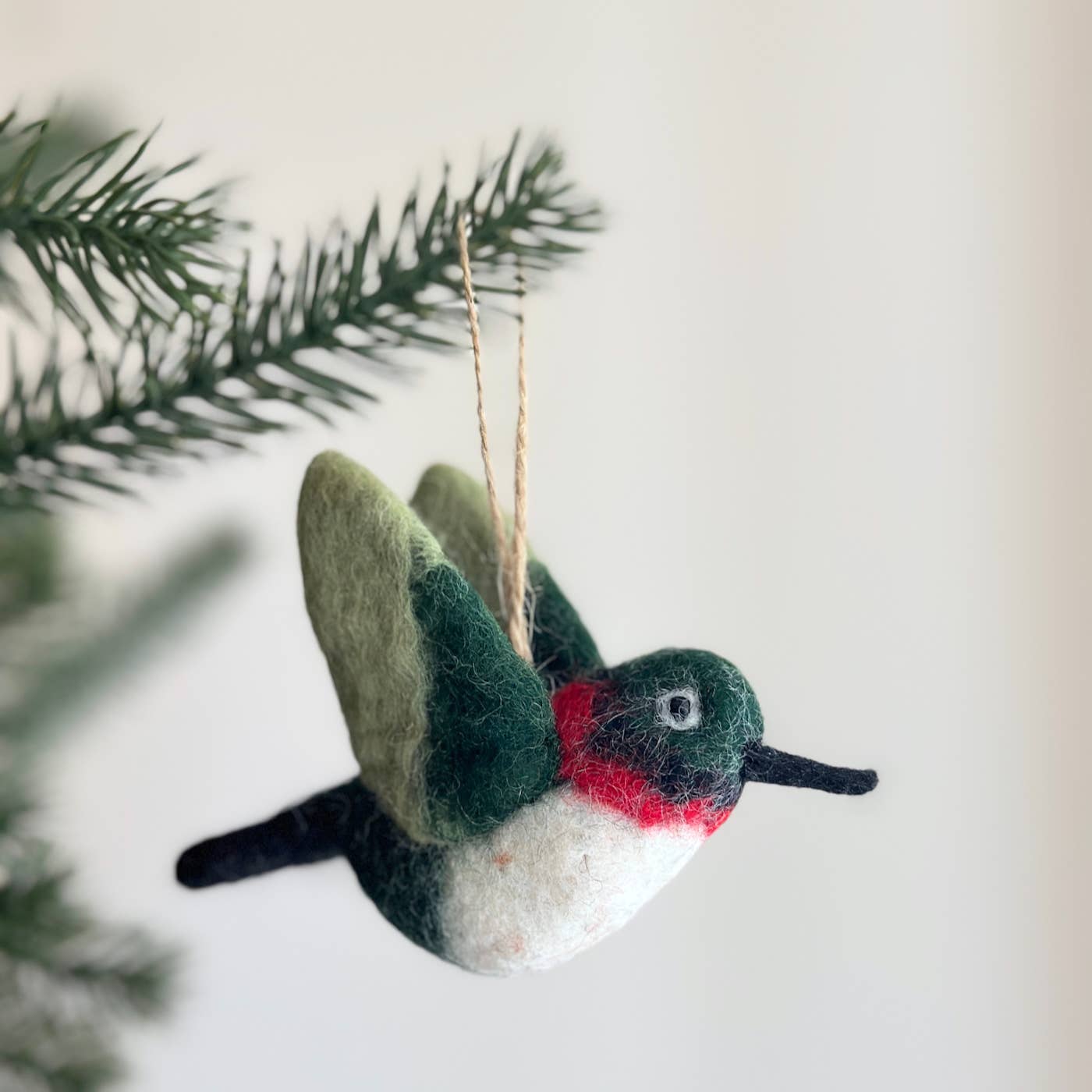 Hummingbird Felt Ornament made with Merino Wool by Female Nepalese Artisans