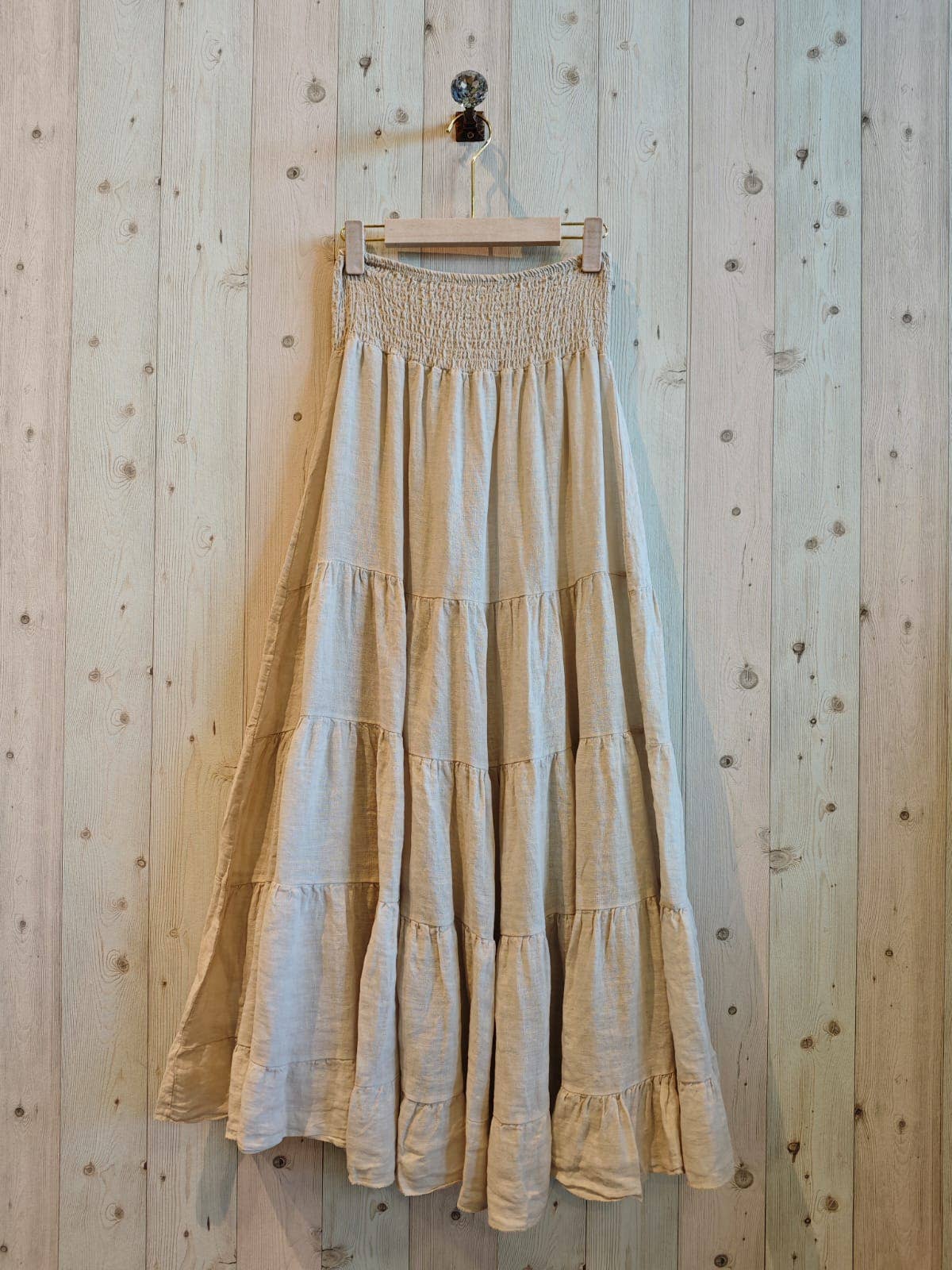 Italian Linen Tiered Bohemian Maxi Skirt