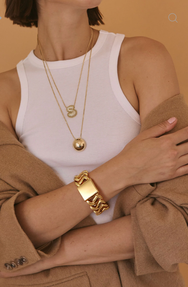 Chloe Chunky Chain Cuff Bracelet- Steel 14K PVD