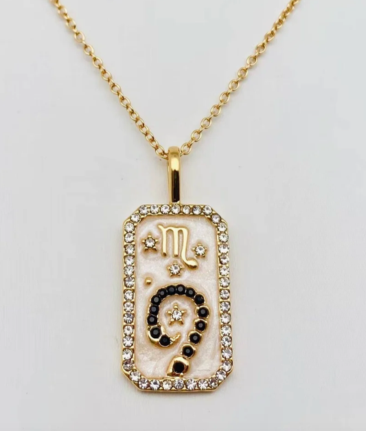 Scorpio Astrological Zodiac Tarot Card Necklace - Enamel Collections