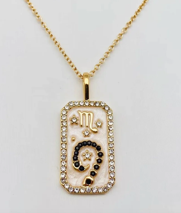 Scorpio Astrological Zodiac Tarot Card Necklace - Enamel Collections