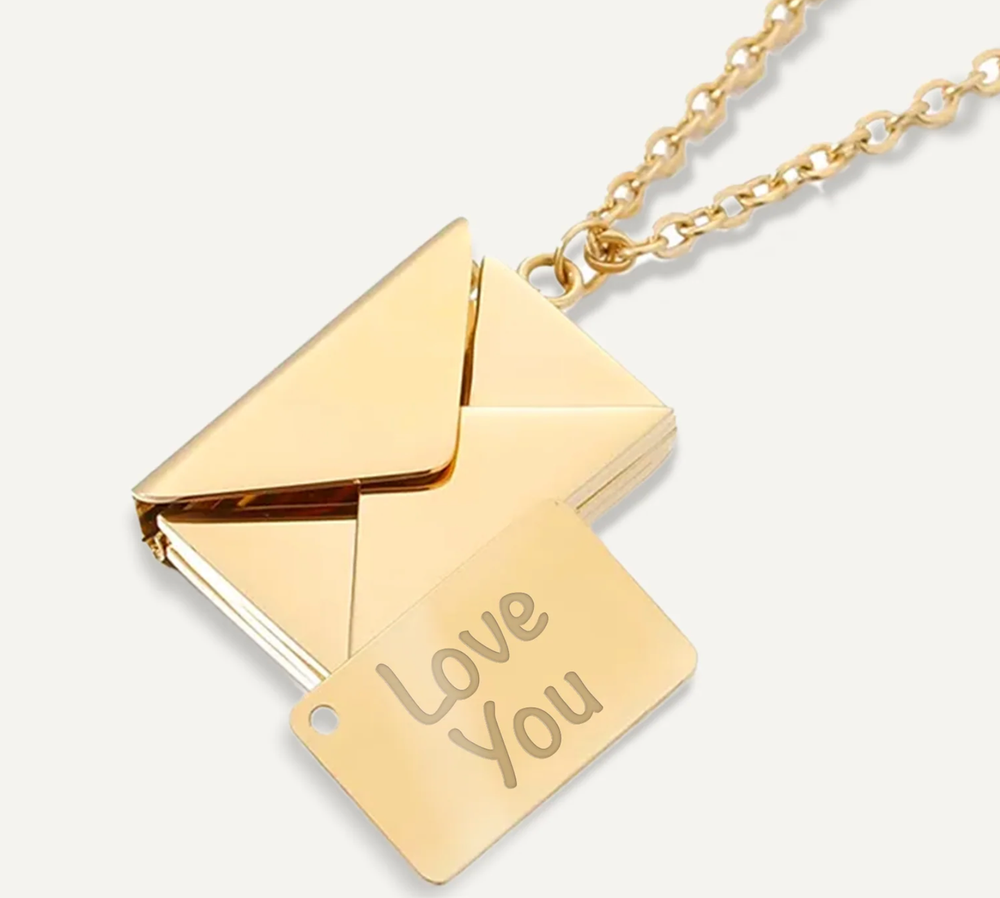 Love Letter 14K Gold Steel  Envelope and Letter necklace