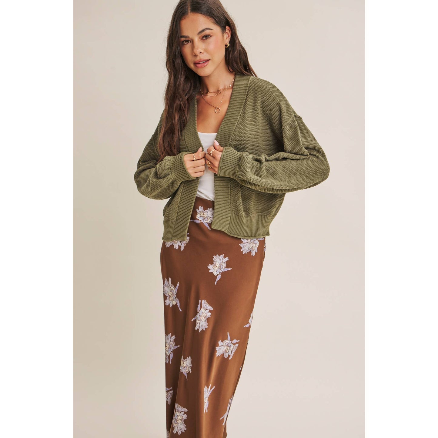 Date Night Satin Floral Midi Skirt