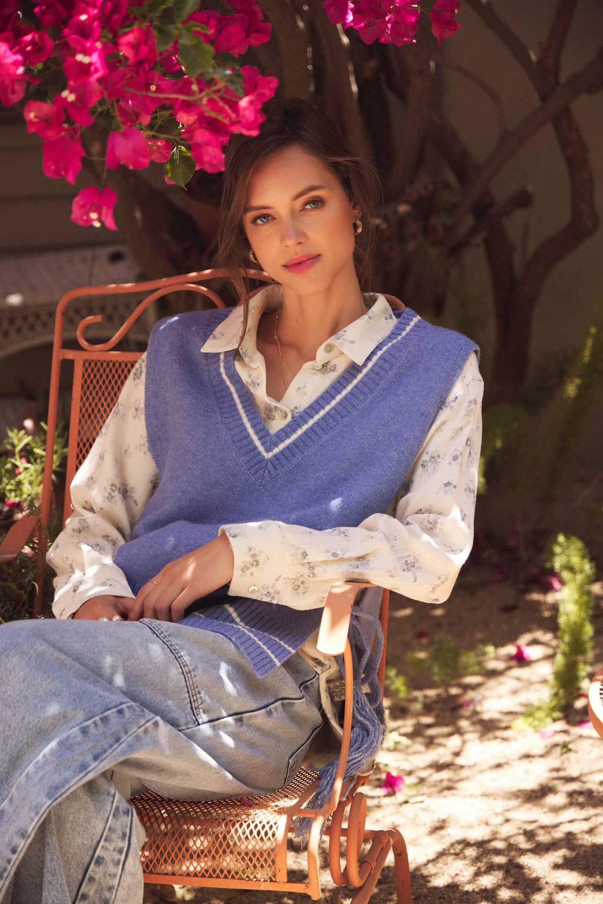 Soft Floral Cotton Relaxed Fit Button Down Shirt