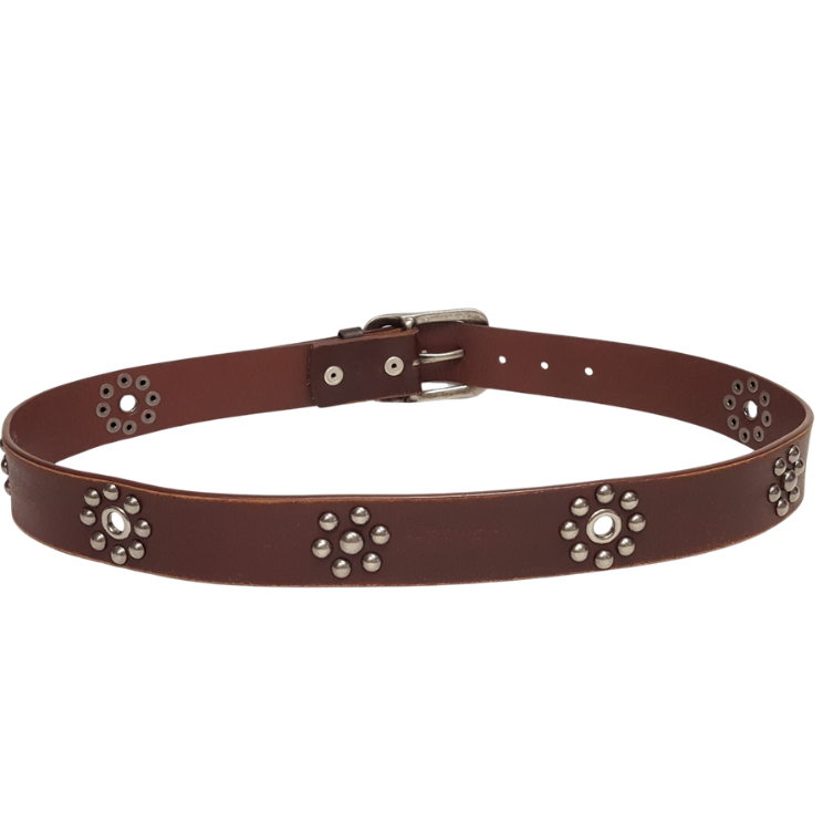 Vintage Edge Distressed Leather Studded Belt