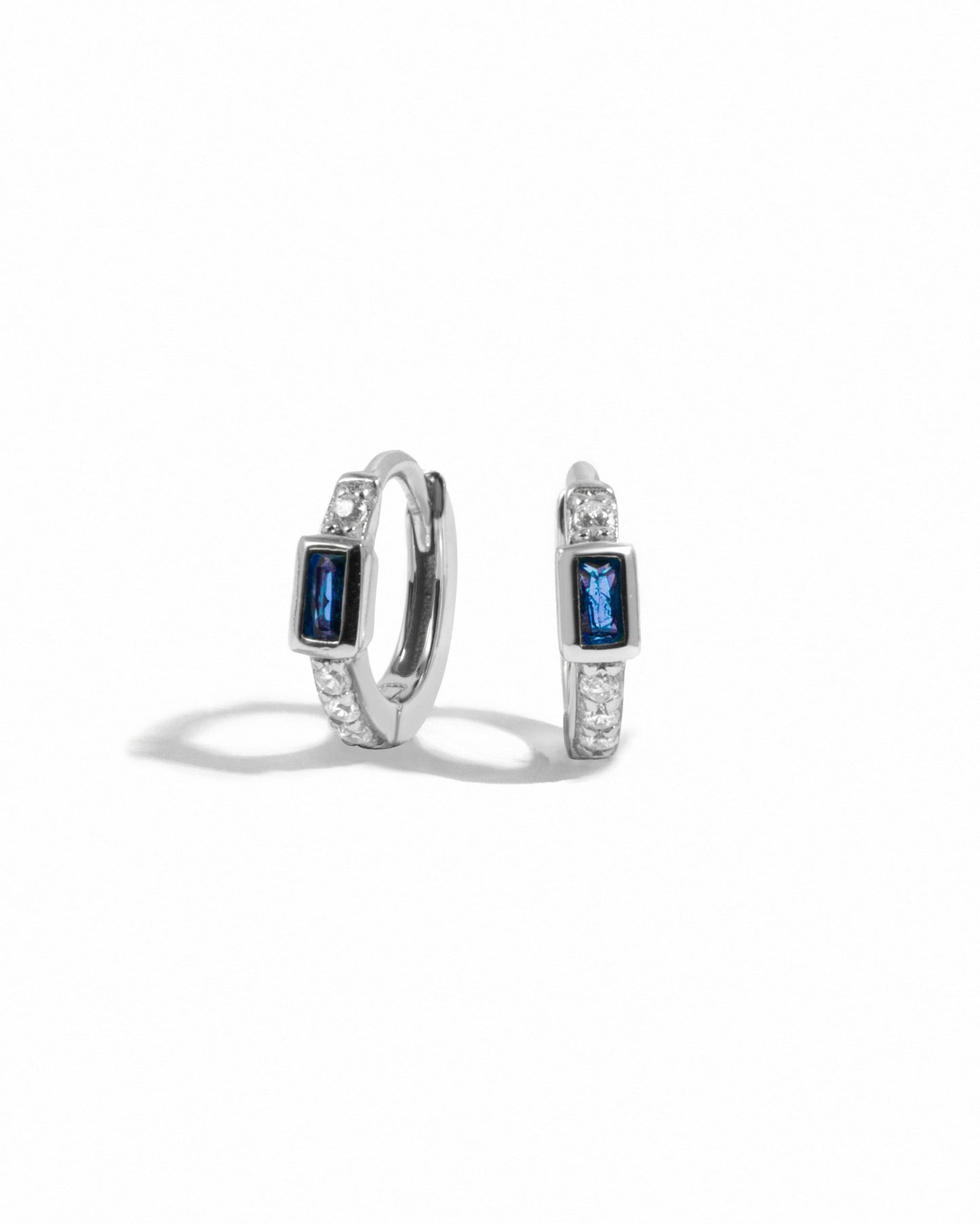 Sapphire Baguette Huggie Earrings