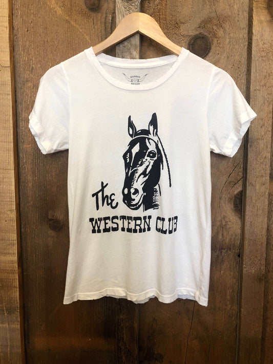 The Western Club Womens Tee White/Black - SAUVAGE ZSA™