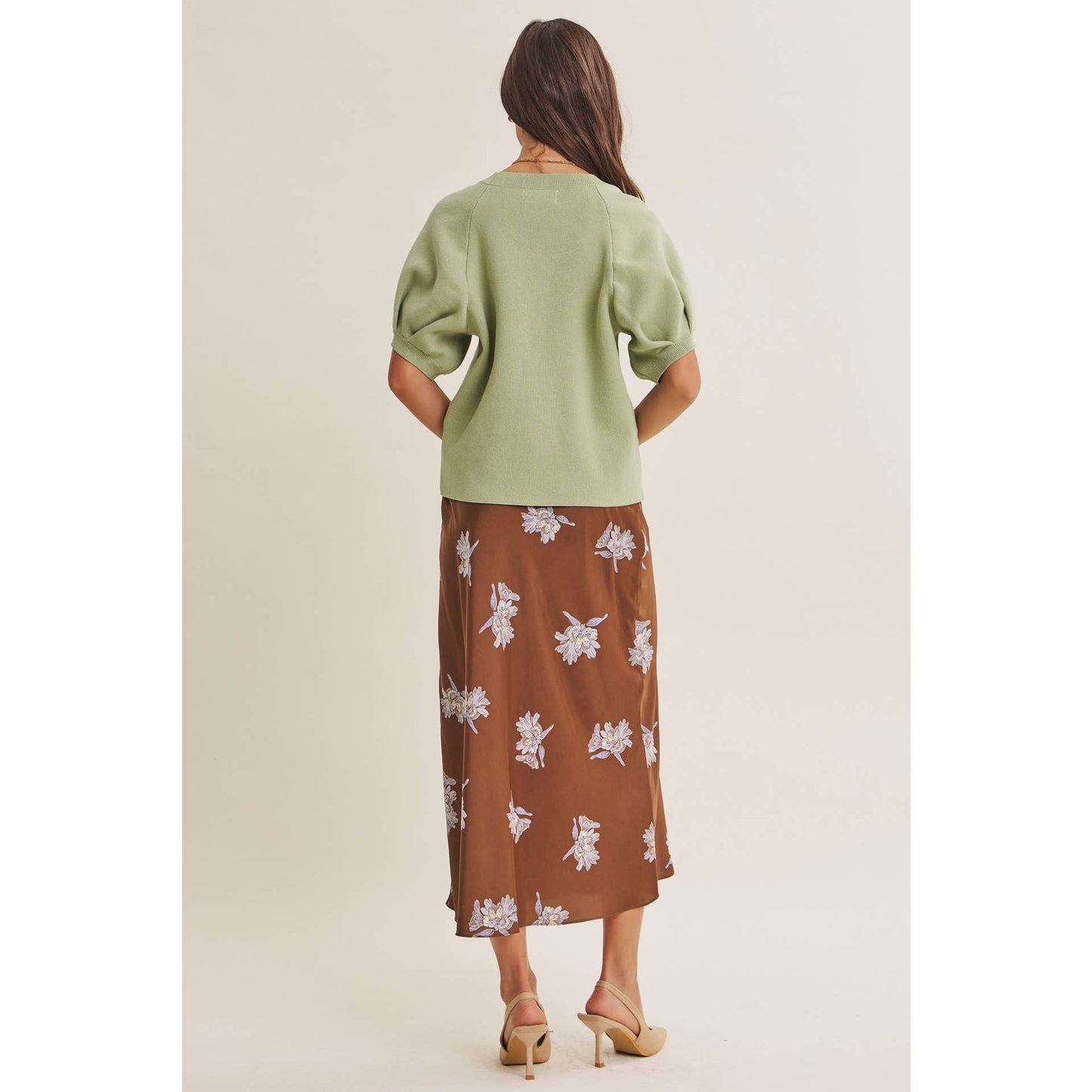 Date Night Satin Floral Midi Skirt