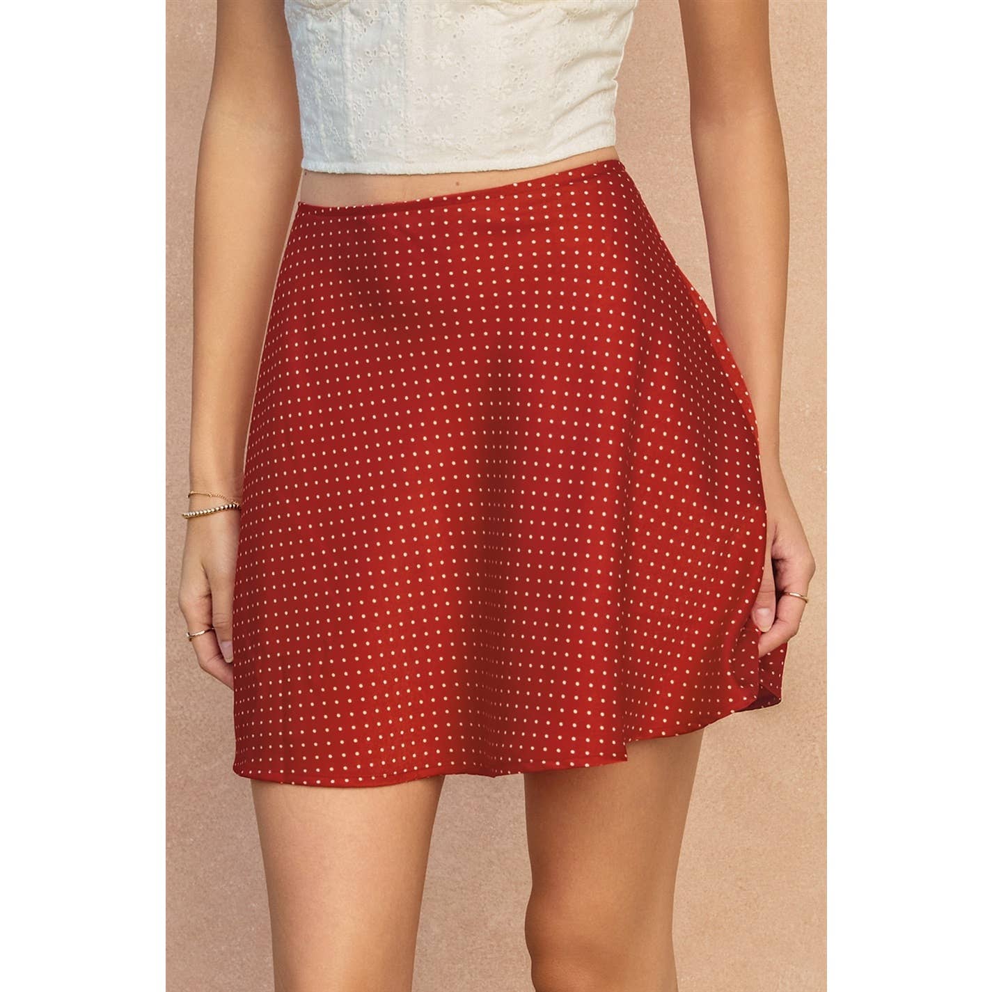 Mini Polka Dot Bias Cut Darling Flared Skirt