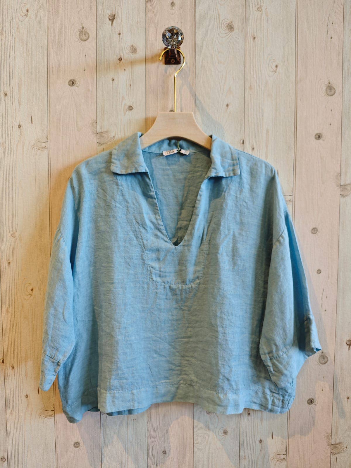 100% Linen Collar Blouse