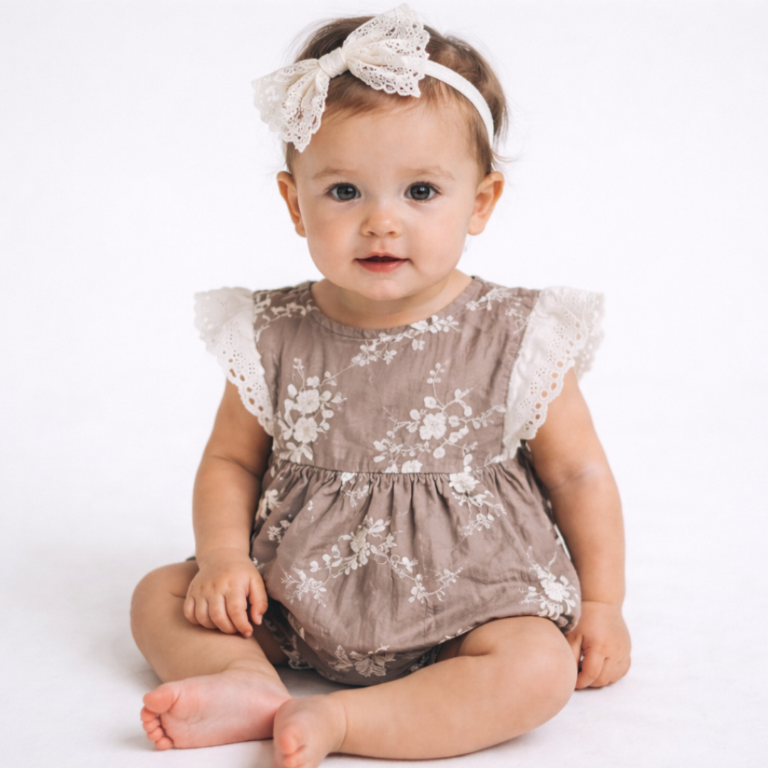 Embroidered Short Sleeve Floral Infant Onesie - Wedding - Matching Family Outfit