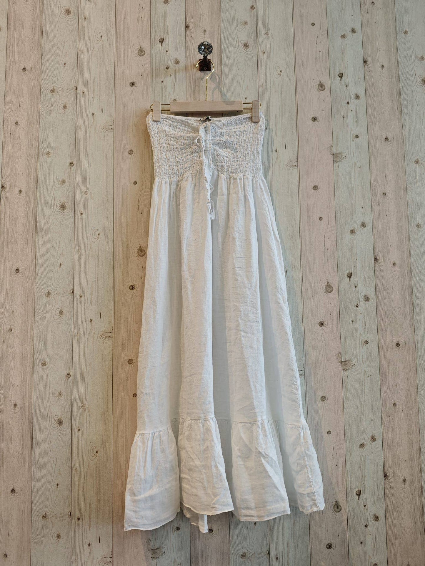 Linen Strapless Maxi Dress