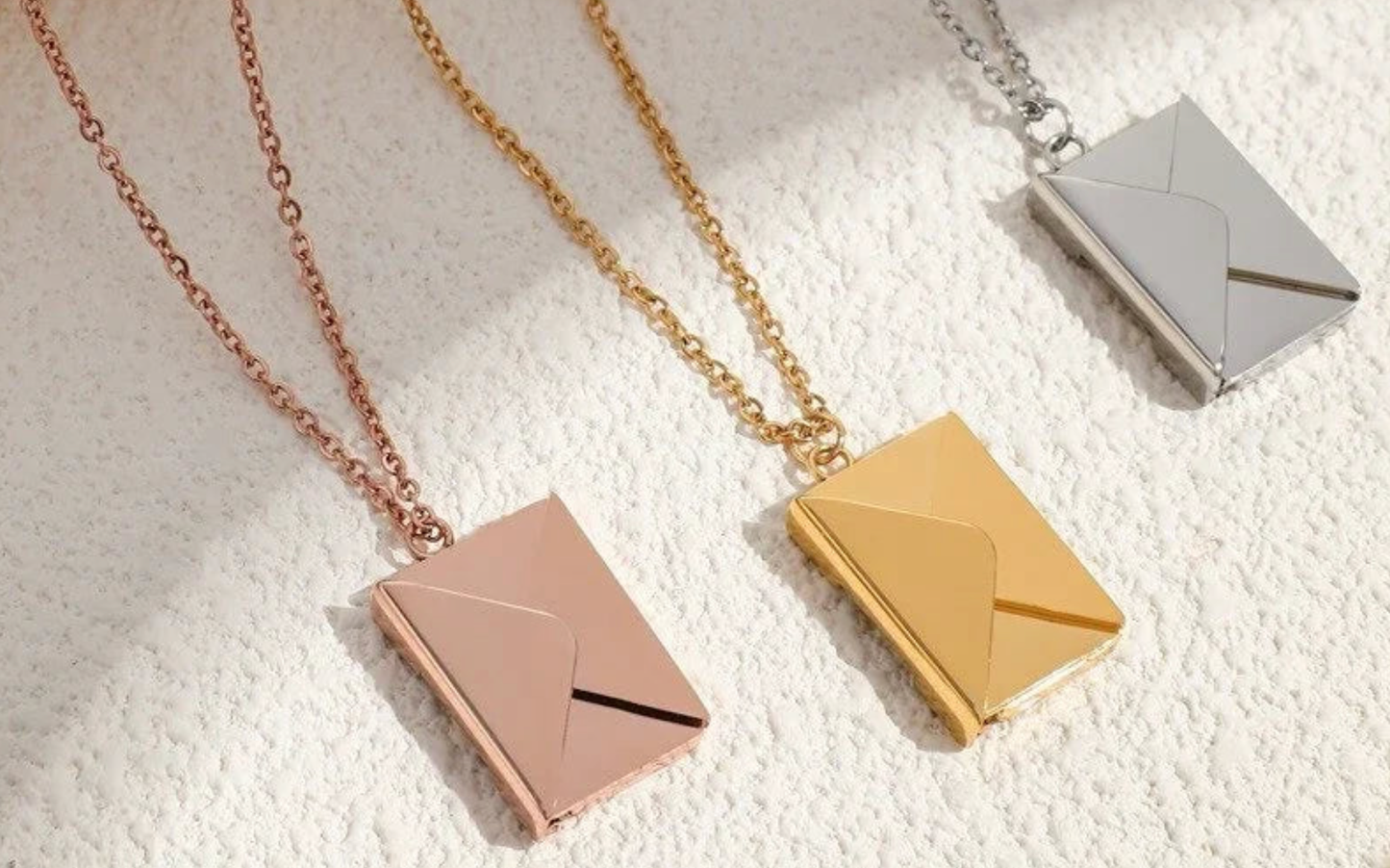 Love Letter 14K Gold Steel  Envelope and Letter necklace