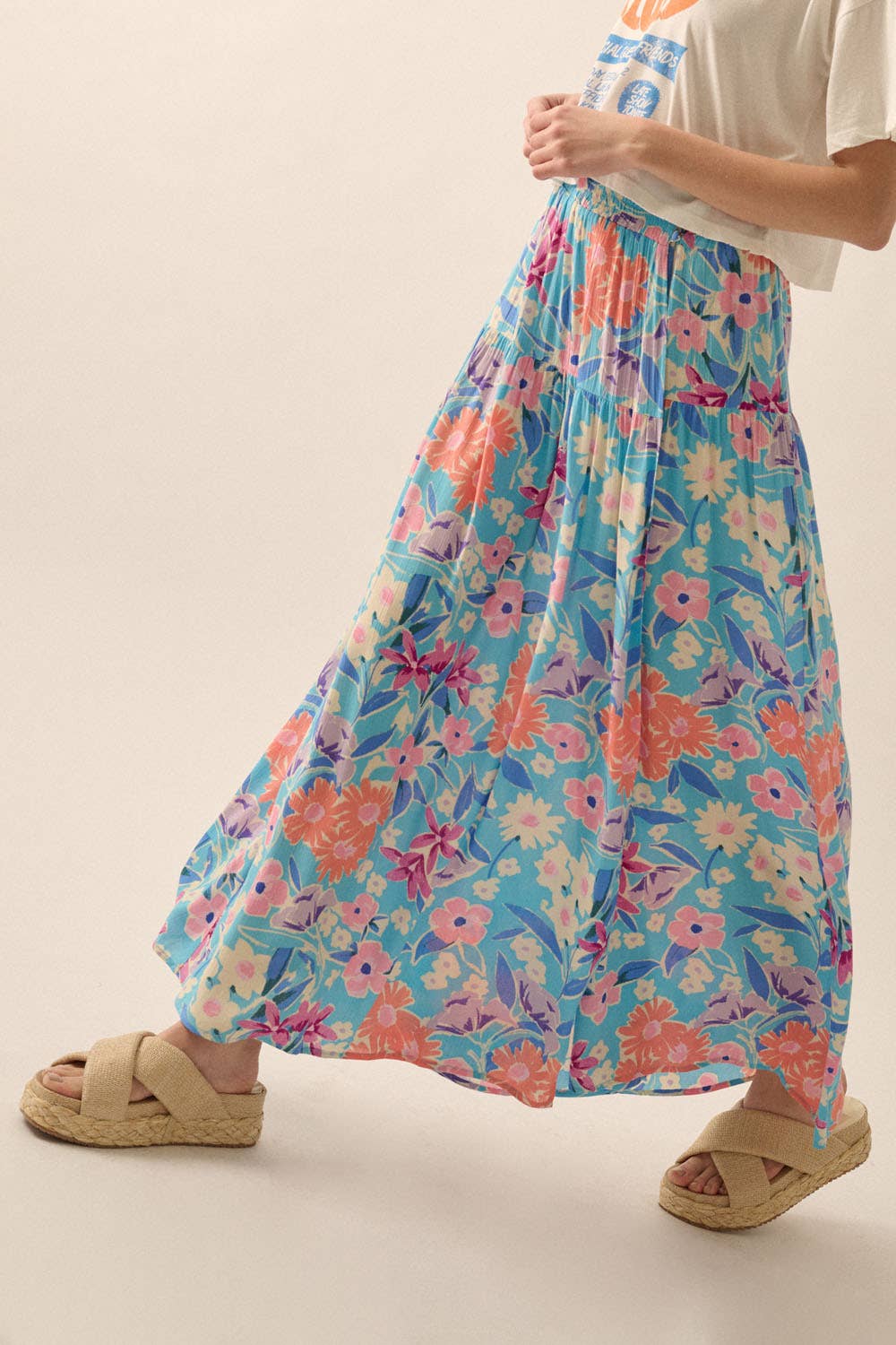 Summer Floral Maxi Skirt