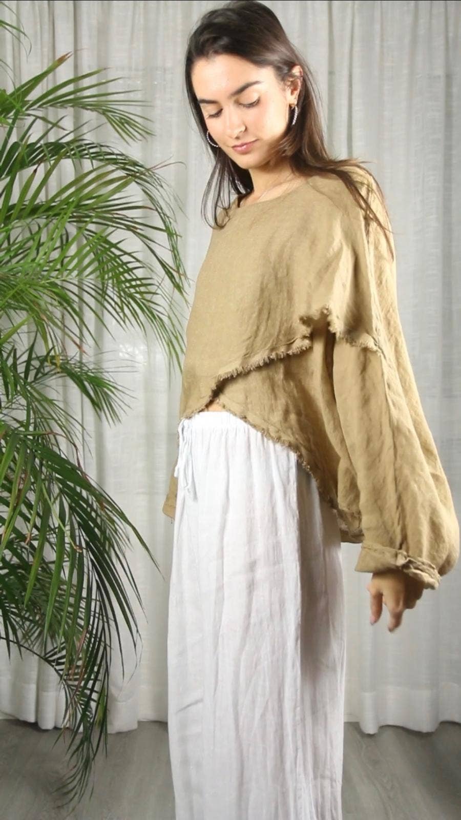 Bohemian Earth Toned Italian Linen Blouse