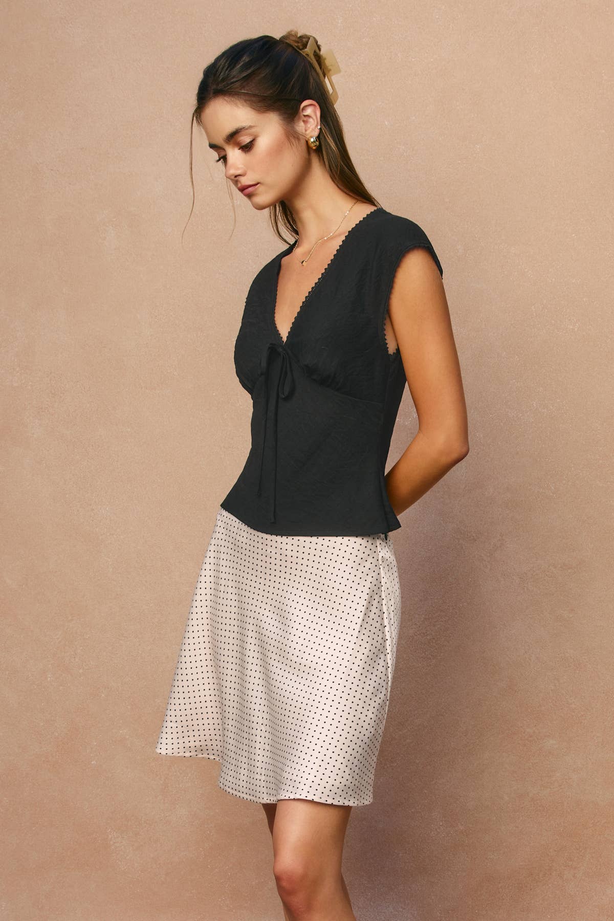 Mini Polka Dot Bias Cut Darling Flared Skirt