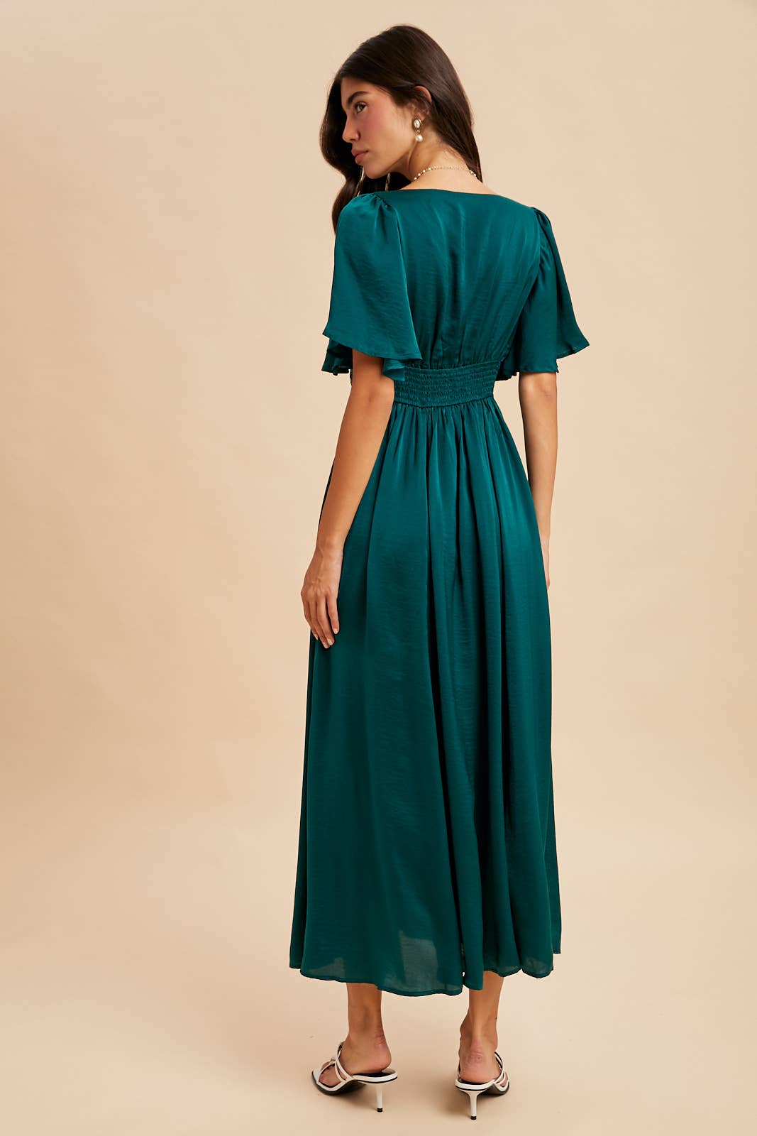 Washed Red Satin Lace Maxi Dress