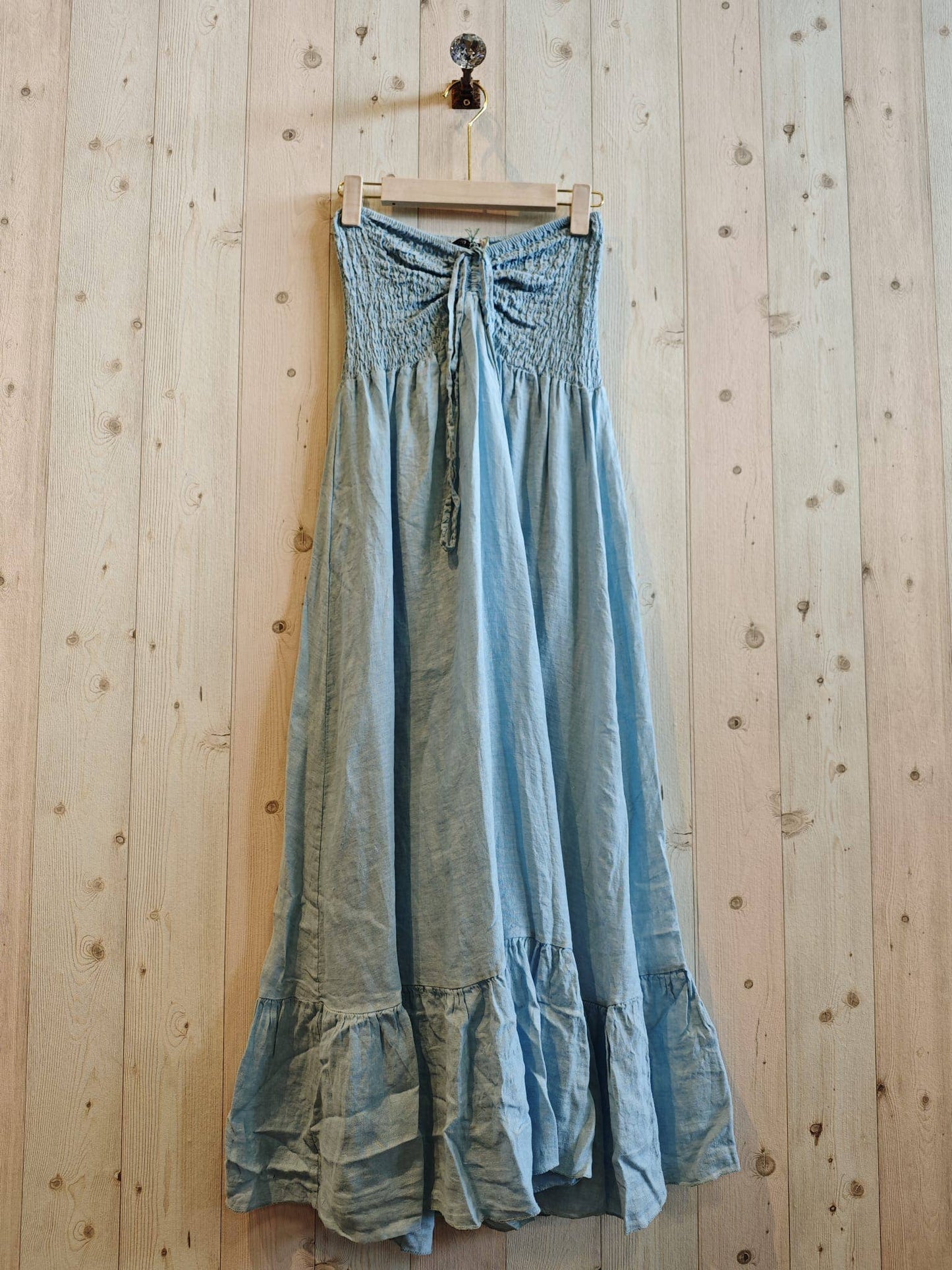 Linen Strapless Maxi Dress